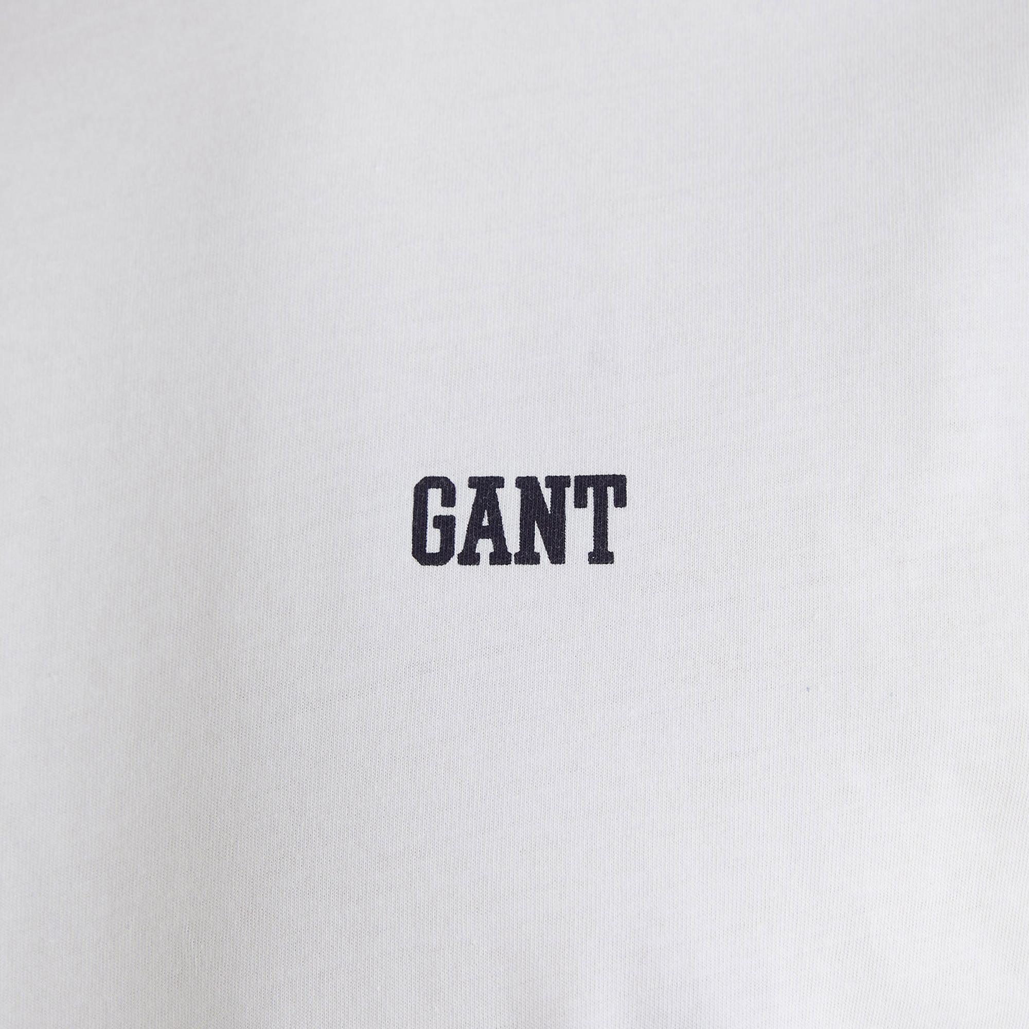 GANT Erkek Beyaz Regular Fit Bisiklet Yaka Renk Bloklu T-shirt