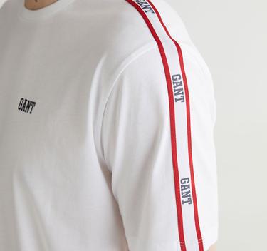  GANT Erkek Beyaz Regular Fit Bisiklet Yaka Renk Bloklu T-shirt