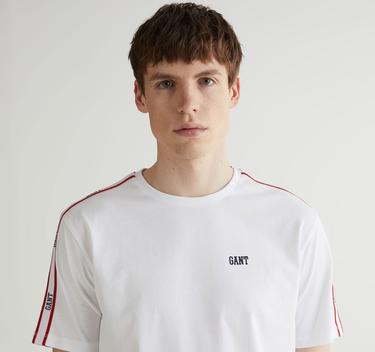  GANT Erkek Beyaz Regular Fit Bisiklet Yaka Renk Bloklu T-shirt