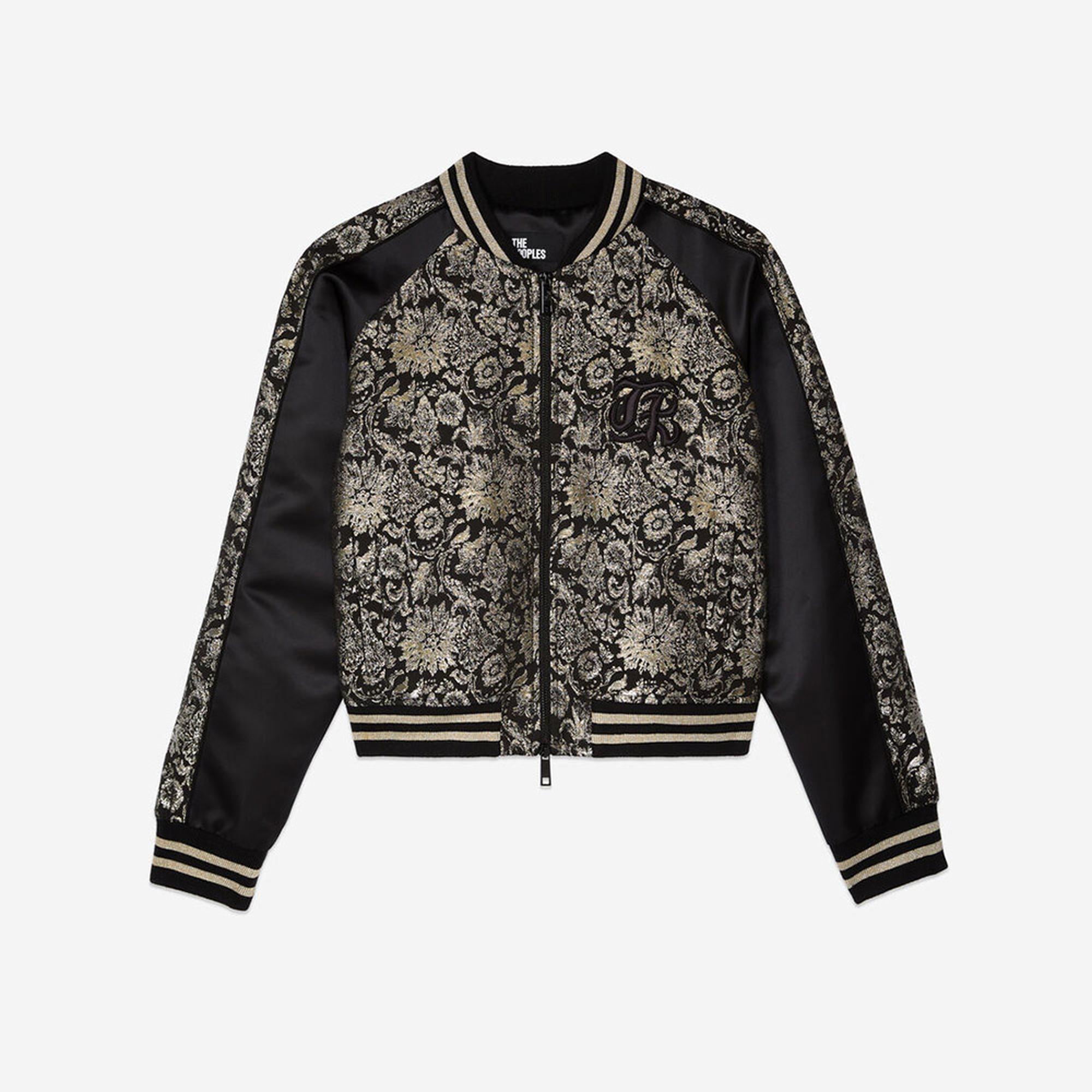 KADIN SİYAH METALİK DESENLİ CEKET