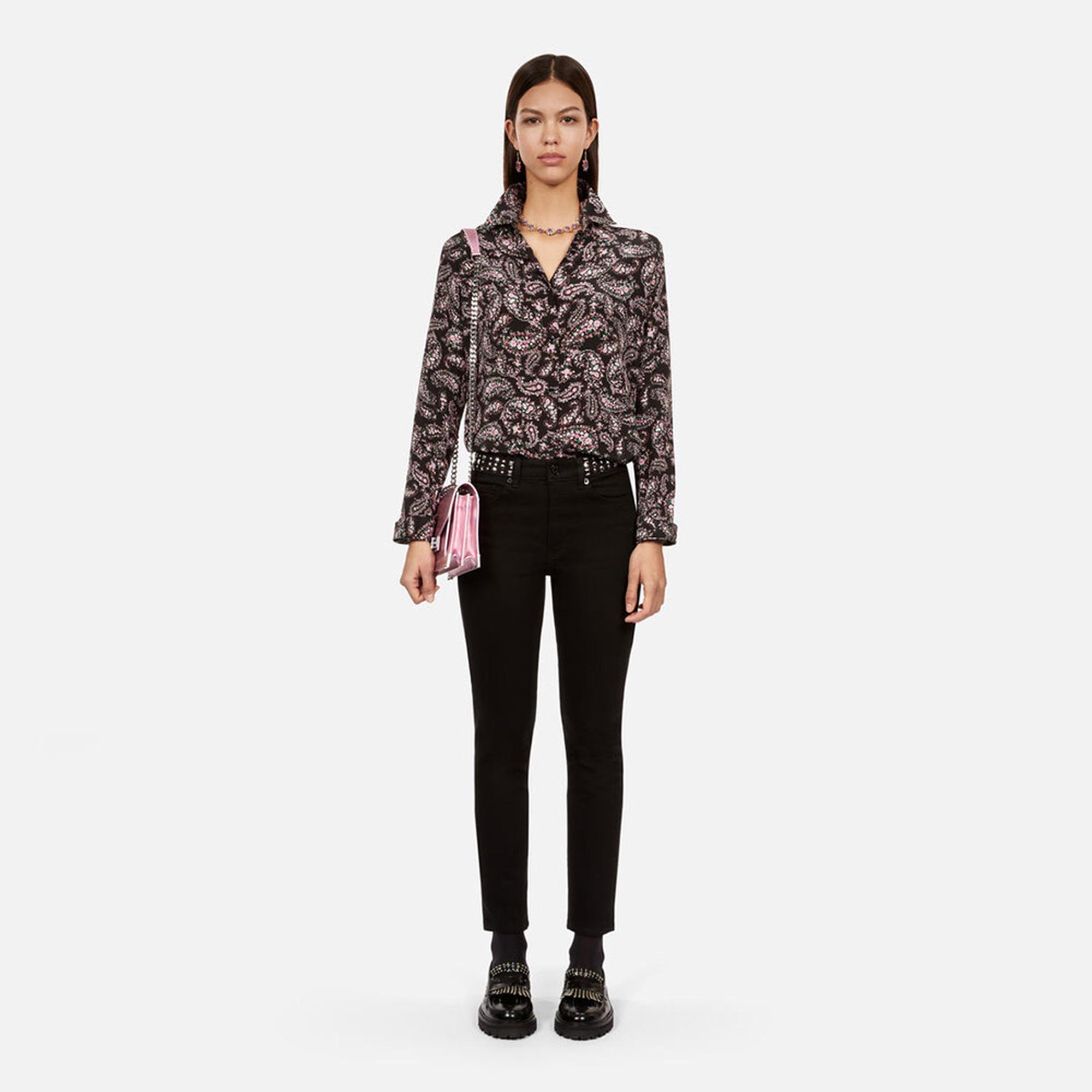 KADIN BASKILI PEMBE GÖMLEK