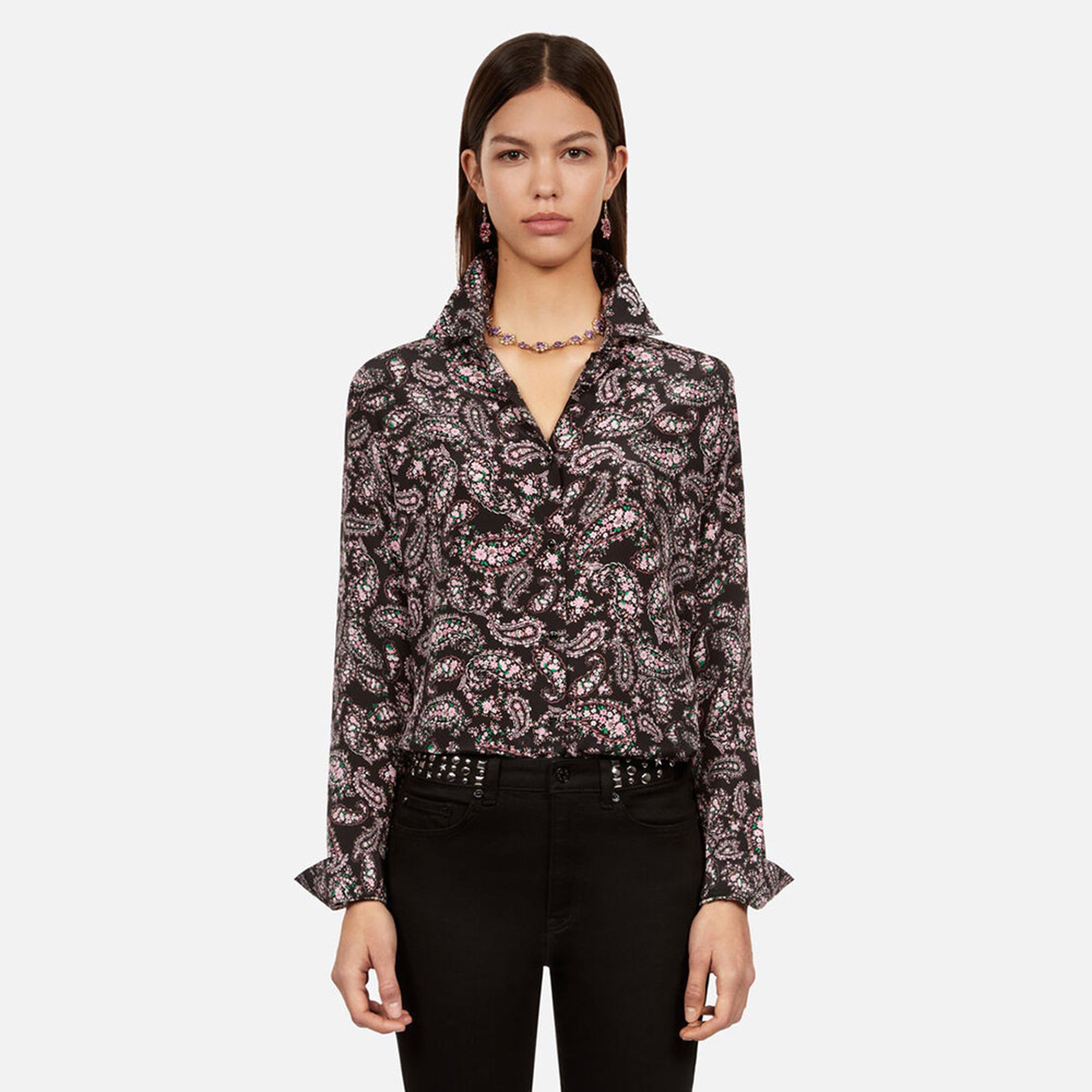 KADIN BASKILI PEMBE GÖMLEK