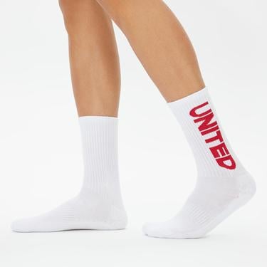  UNITED4 Unisex Beyaz 2'li Çorap