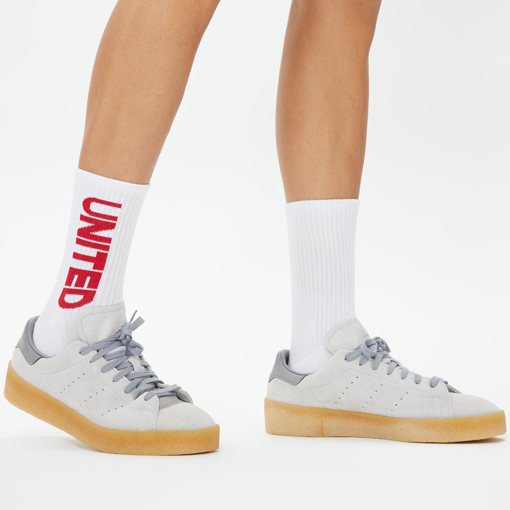 UNITED4 Unisex Beyaz 2'li Çorap