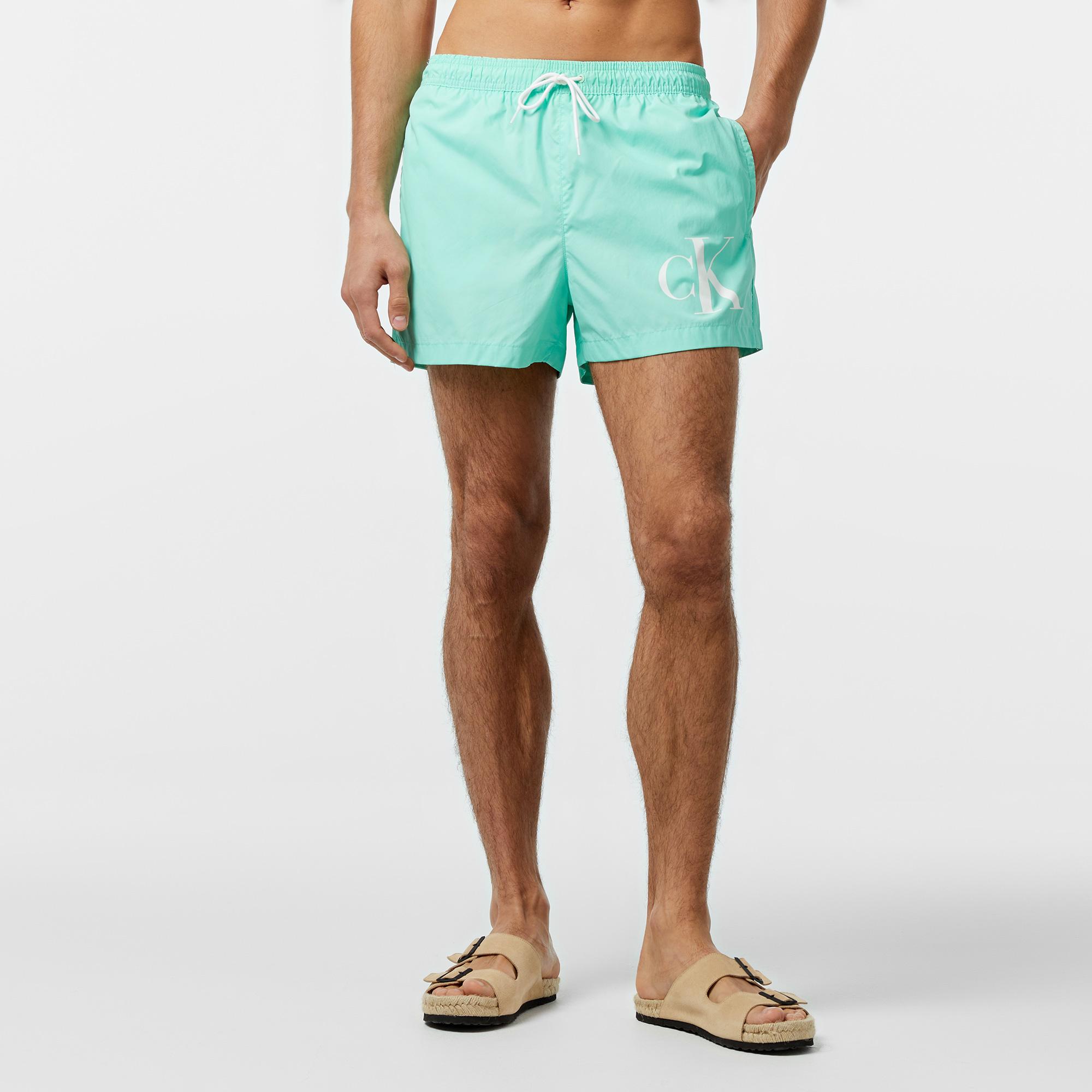 Calvin Klein Monogram Erkek Yeşil Deniz Şortu
