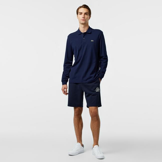  Lacoste Signature Print Erkek Lacivert Şort