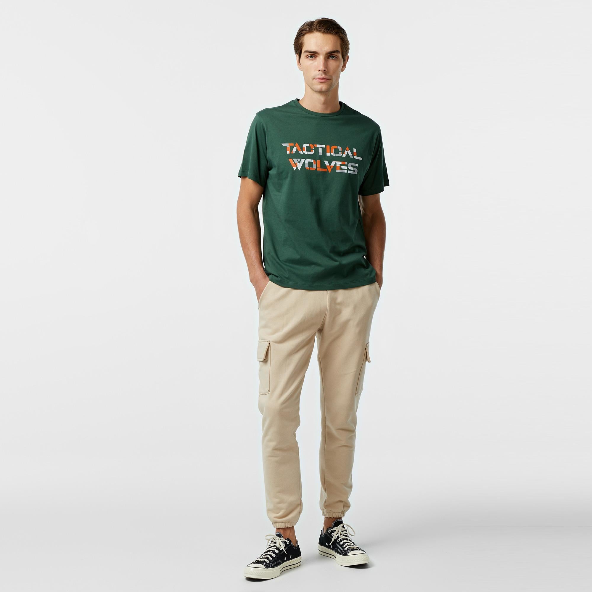 Tactical Wolves Classic Erkek Bej Günlük T-Shirt