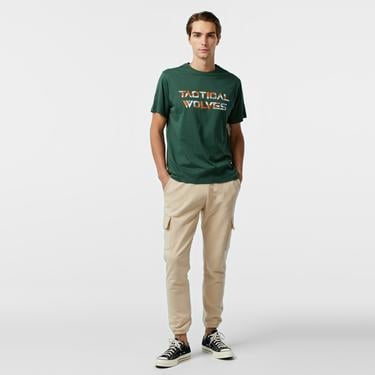  Tactical Wolves Classic Erkek Bej Günlük T-Shirt