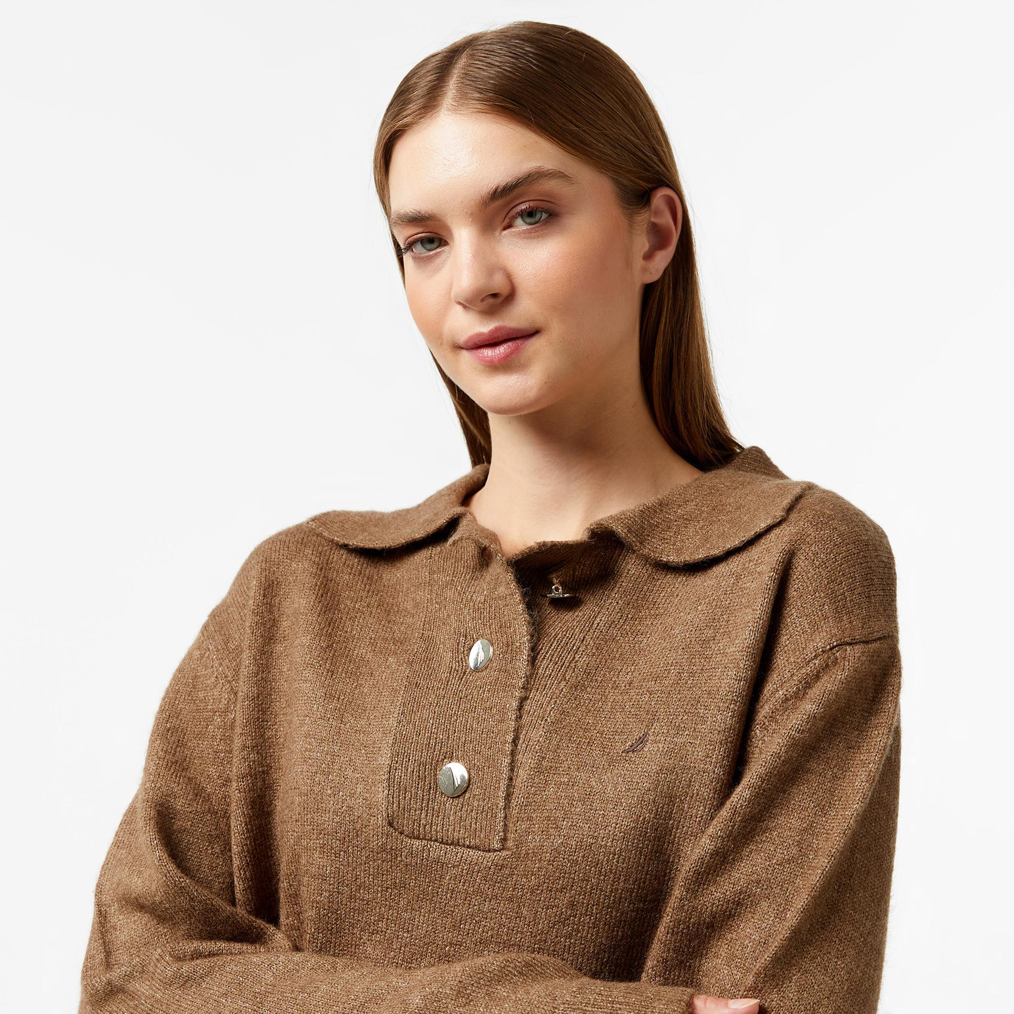 Nautica Kadın Kahverengi Regular Fit Triko