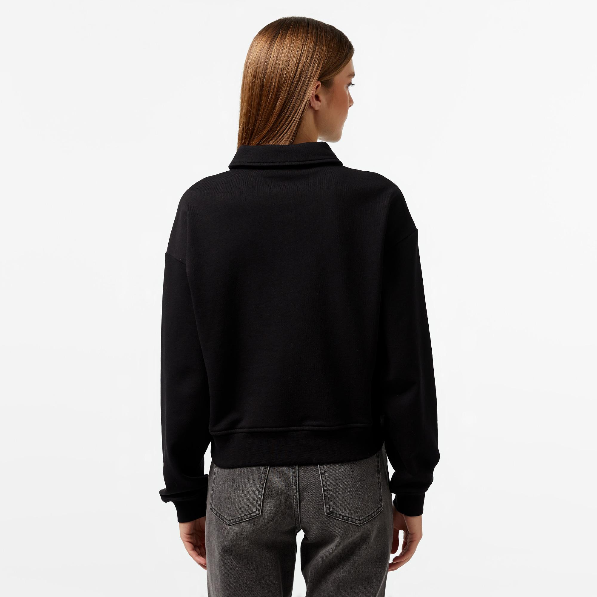 Nautica Kadın Siyah Oversize Uzun Kollu Polo Yaka T-Shirt