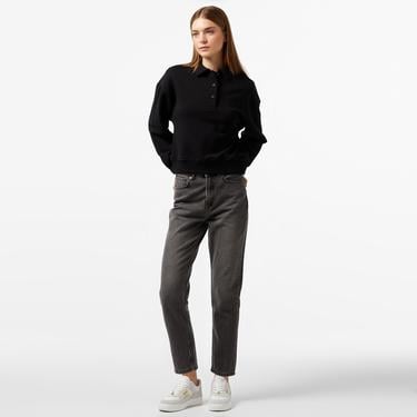  Nautica Kadın Siyah Oversize Uzun Kollu Polo