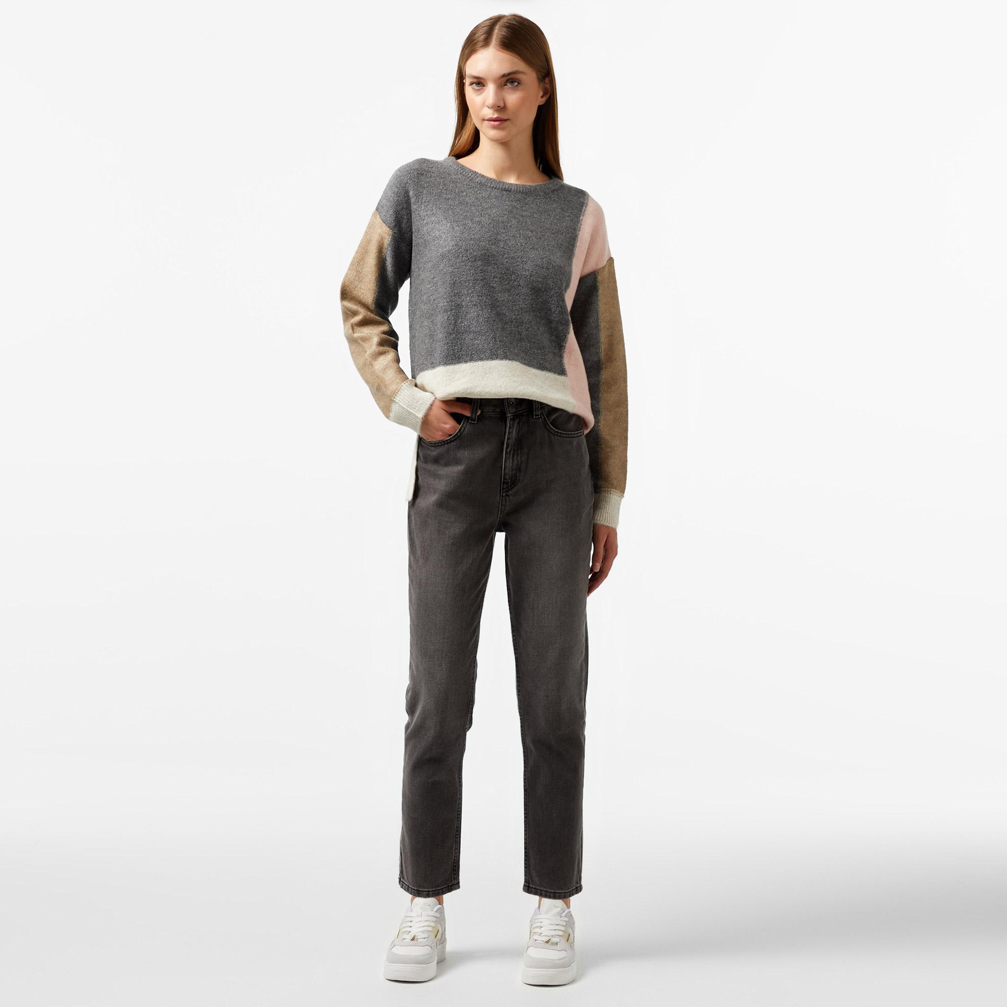 Nautica Kadın Pembe Renk Bloklu Regular Fit Kazak