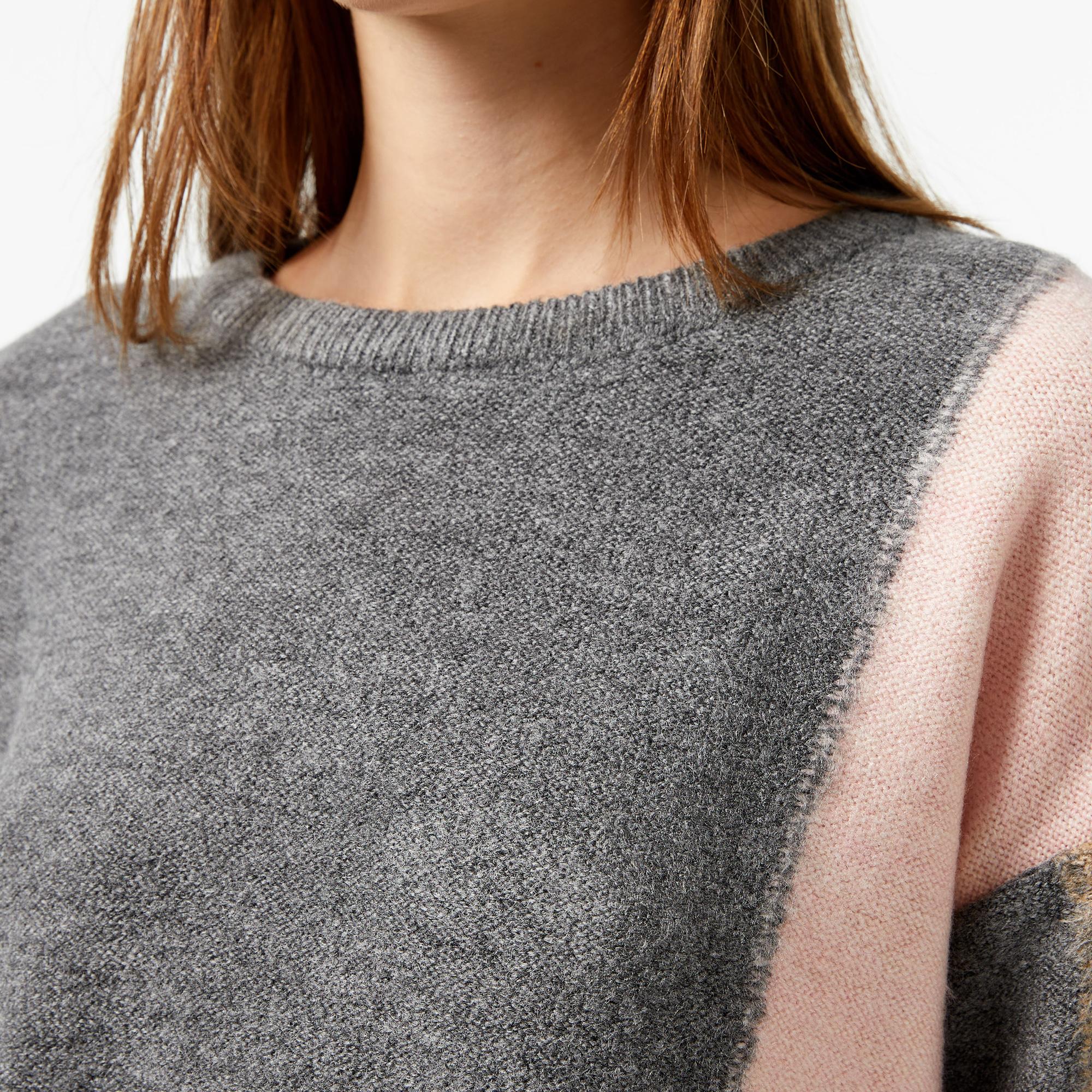 Nautica Kadın Pembe Renk Bloklu Regular Fit Kazak