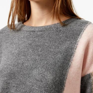  Nautica Kadın Gri Renk Bloklu Regular Fit Triko