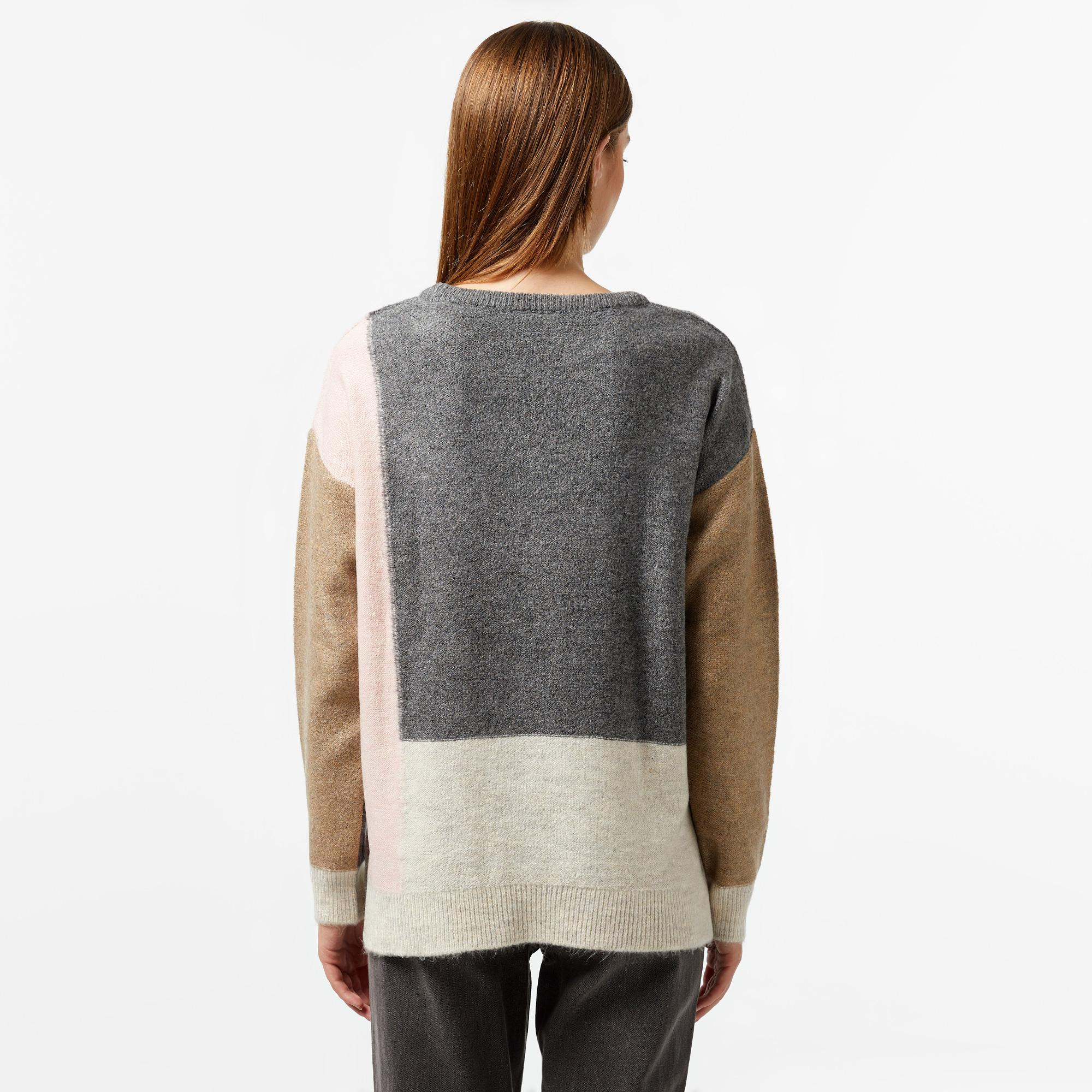 Nautica Kadın Pembe Renk Bloklu Regular Fit Kazak