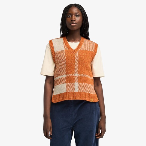  Timberland Wool Blend Vest Kadın Kahverengi Süveter