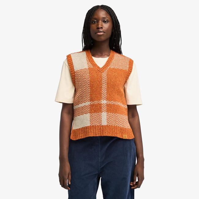  Timberland Wool Blend Vest Kadın Kahverengi Süveter