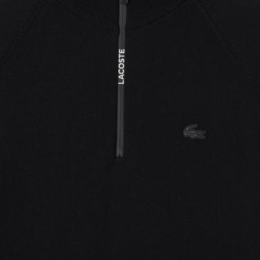  Erkek Regular Fit Yarım Fermuarlı Siyah Triko