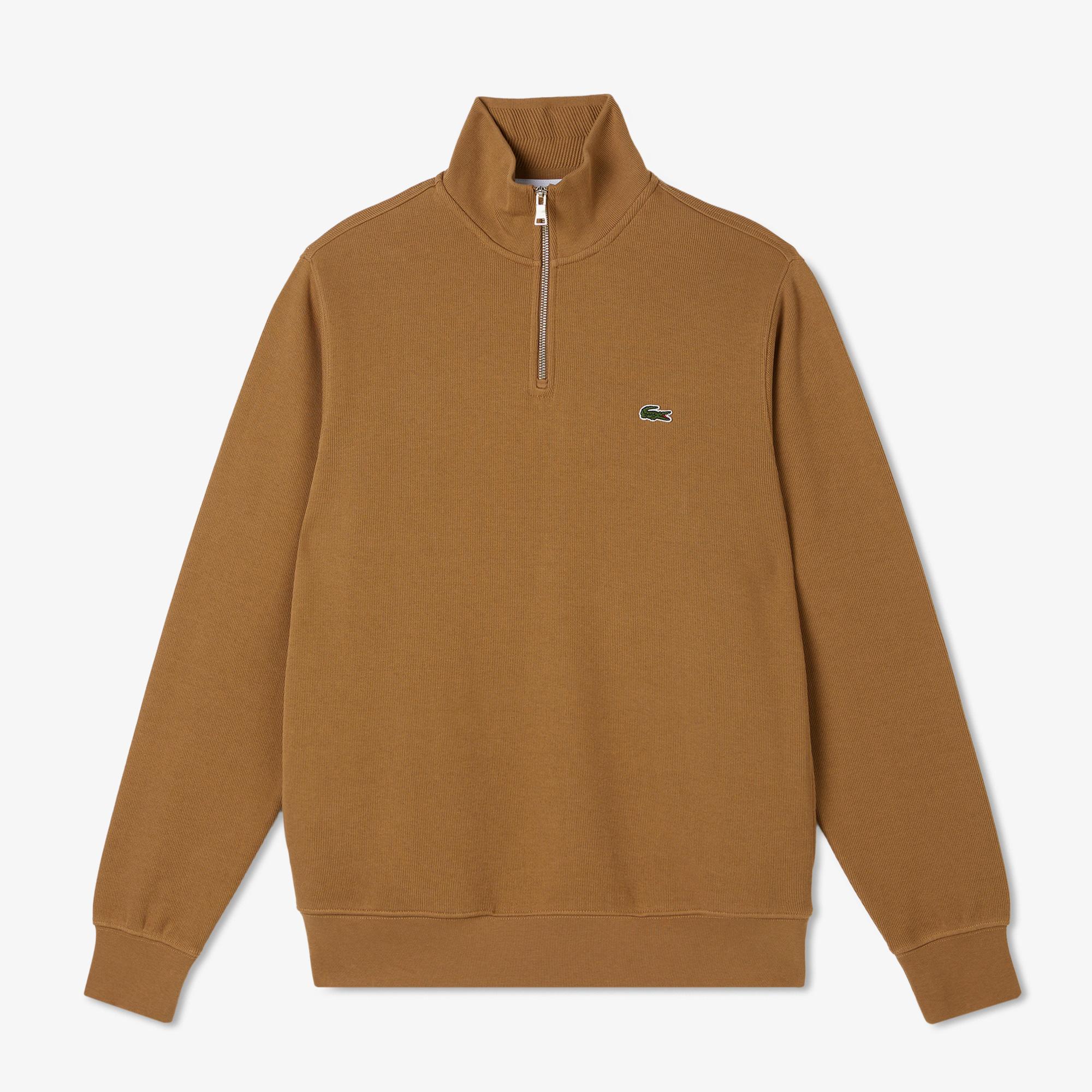 Lacoste Erkek Classic Fit Yarım Fermuarlı Kahverengi Sweatshirt