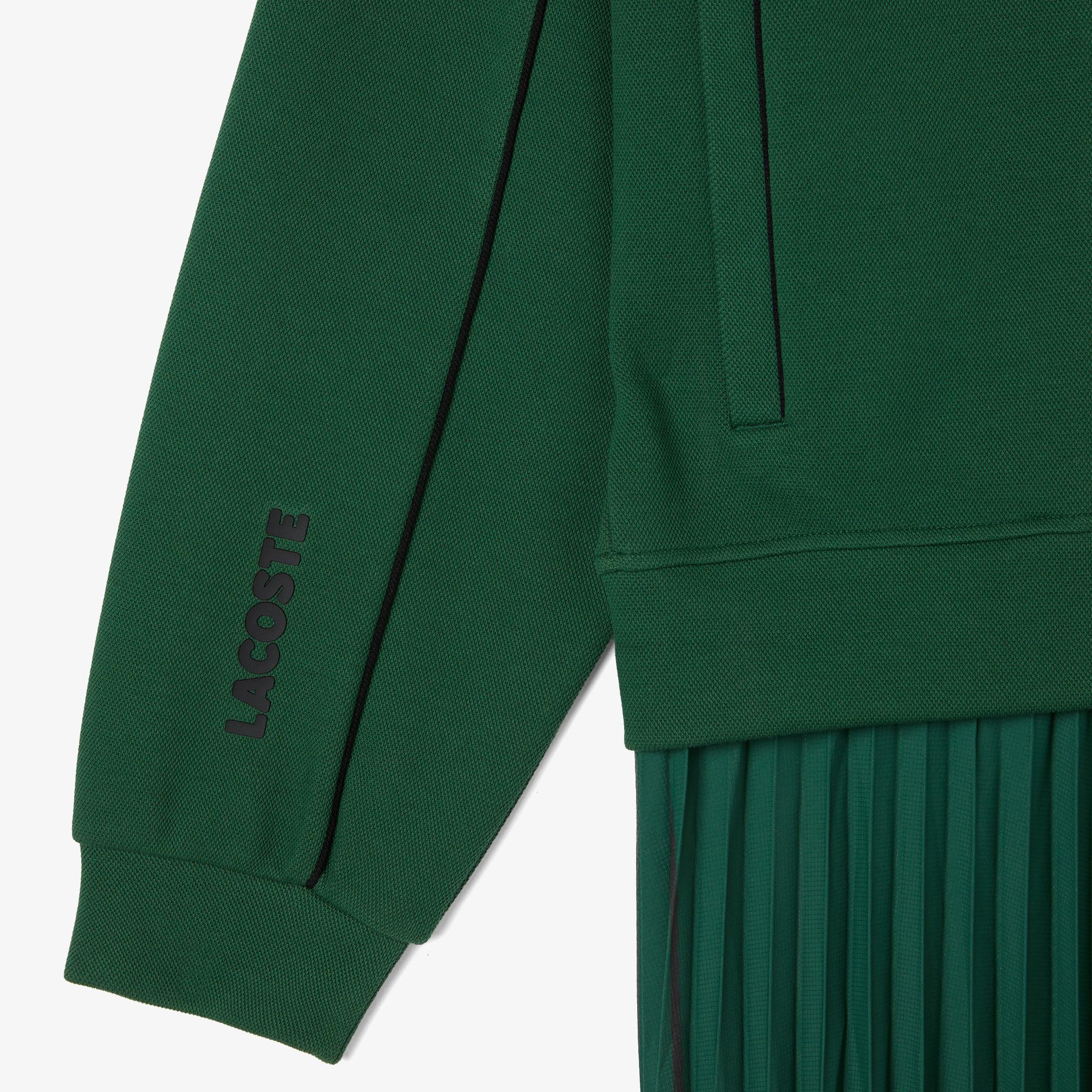 Lacoste Kadın Flare Fit Uzun Kollu Fermuarlı Yaka Koyu Yeşil Elbise