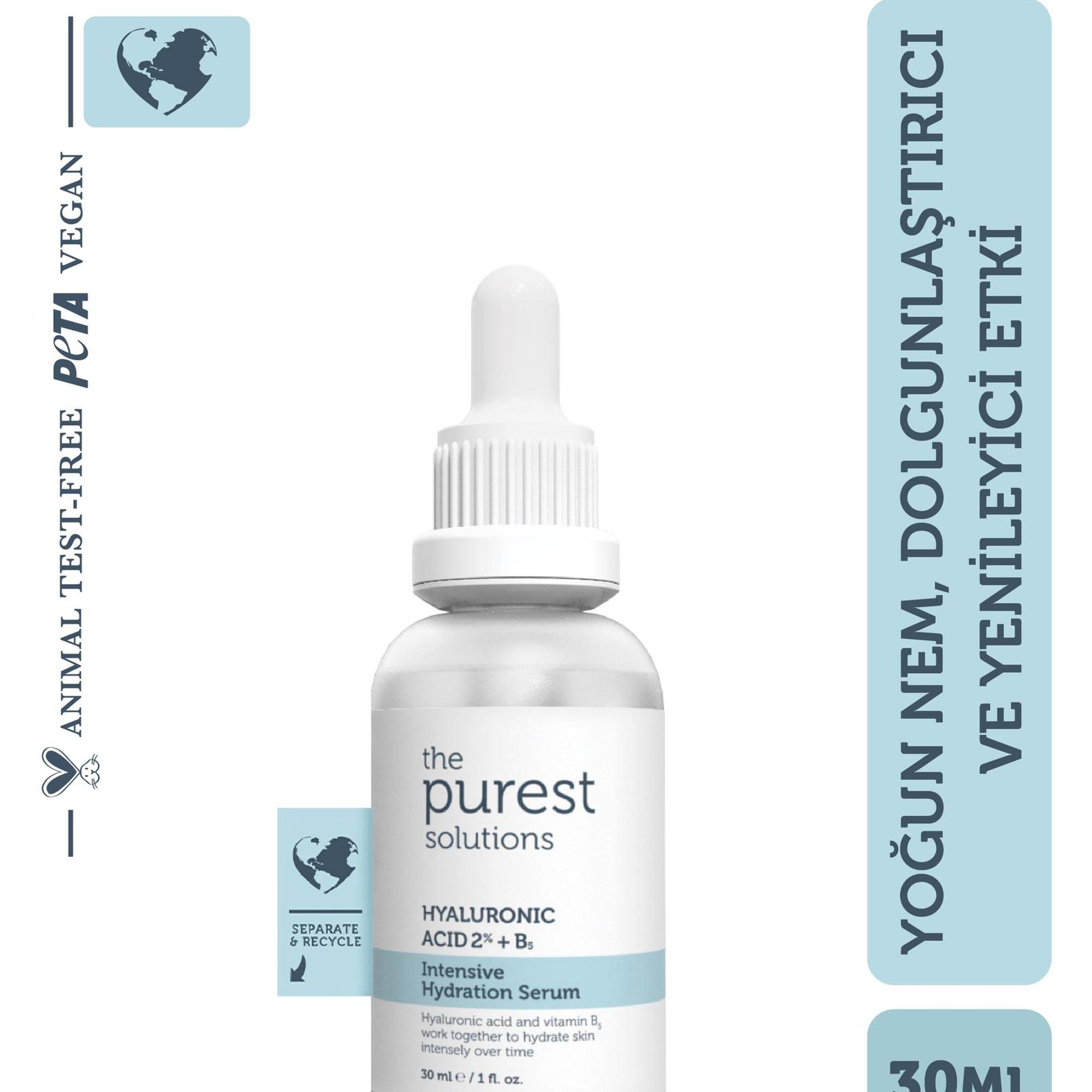 The Purest Solutions Tüm Cilt Tipleri İçin Yoğun Nemlendirici Bakım Serumu (Hyaluronic Acid %2 + B5) 30 ML