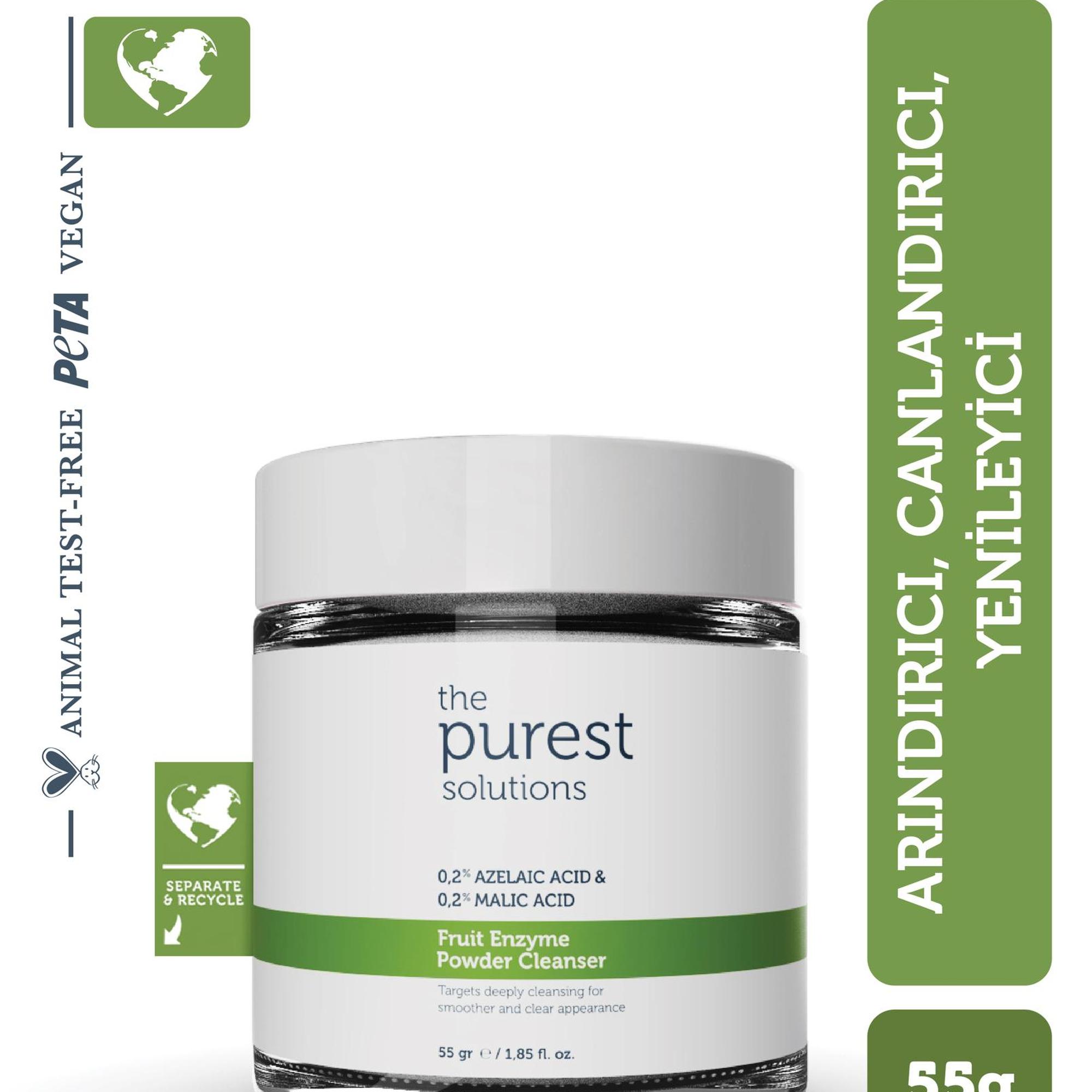 The Purest Solutions Fruit Enzyme Powder Cleanser-Meyve Asitleri İçeren Toz Temizleyici (%0,2 Azelaic Acid & Malic Acid) 55 Gr.