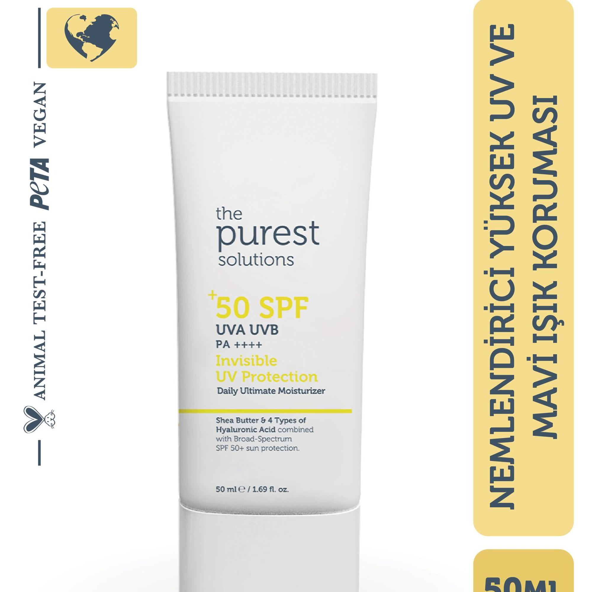 The Purest Solutions Tüm Ciltler Yüksek Koruma Güneş Kremi 50+ SPF Invisible UV Protection, Daily Intensive Moisturizer 50 ML