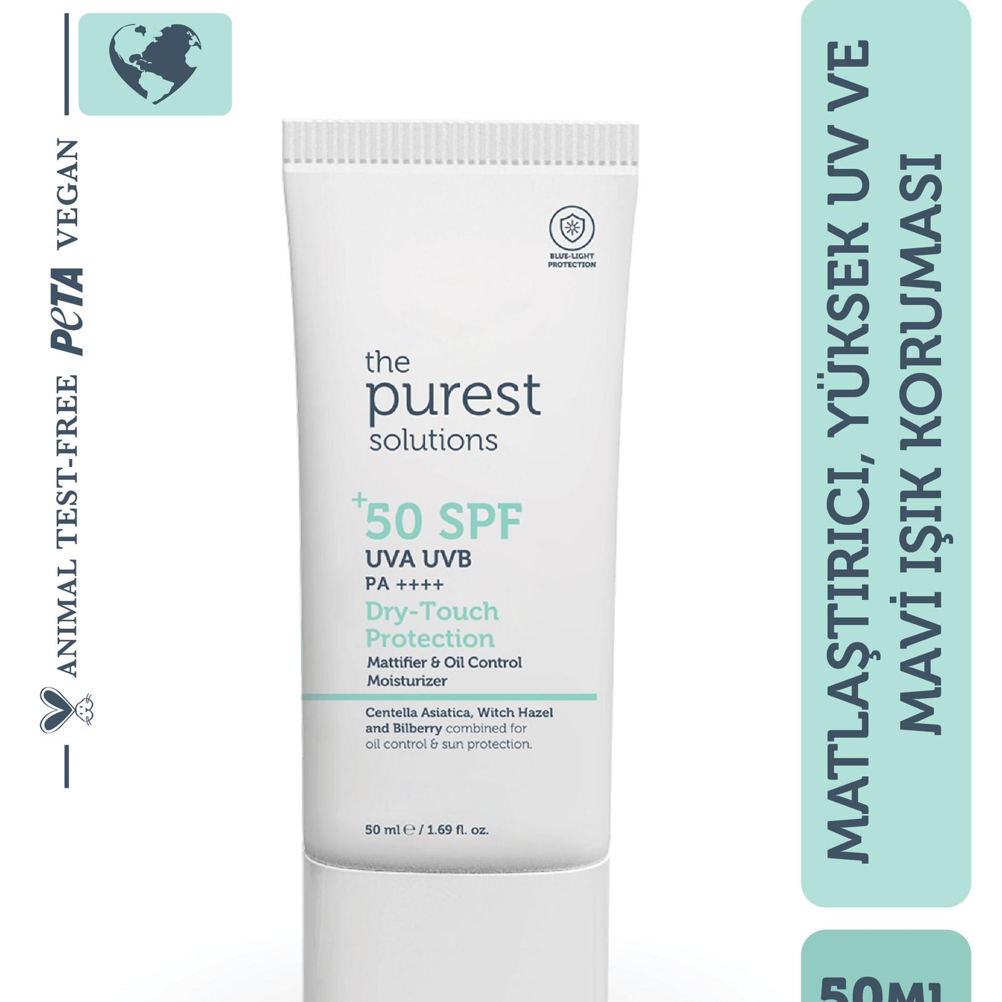 The Purest Solutions Yağlı Ciltler İçin Mat Bitişli Güneş Kremi 50+ SPF Dry-Touch Protection - Mattifier & Oil Control Moisturizer 50 ML