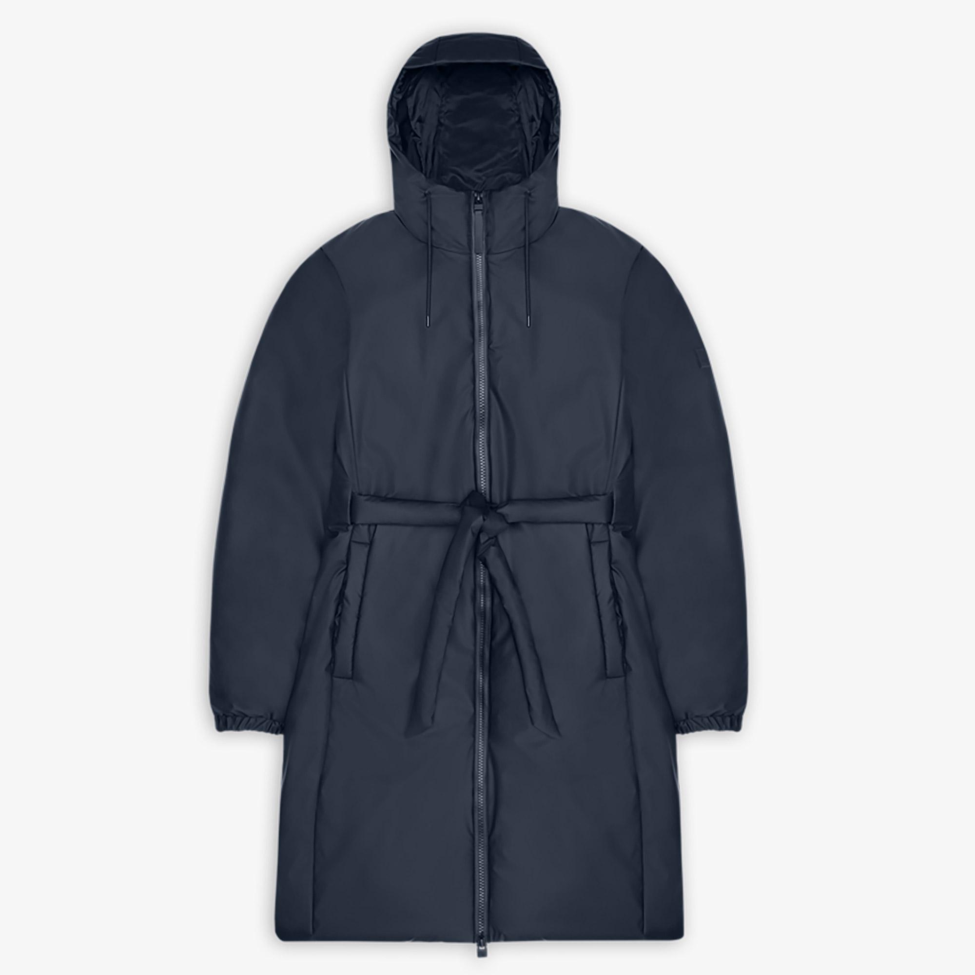 Rains Lohja Long Insulated Curve Jacket W3T2 Unisex Lacivert Yağmurluk