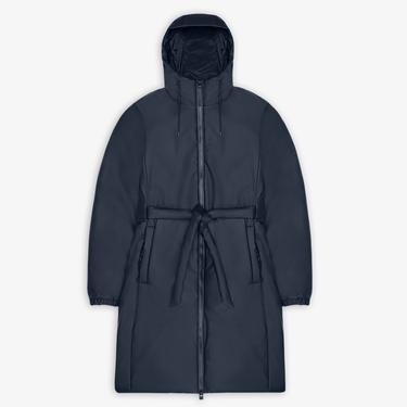  Rains Lohja Long Insulated Curve Jacket W3T2 Unisex Lacivert Yağmurluk