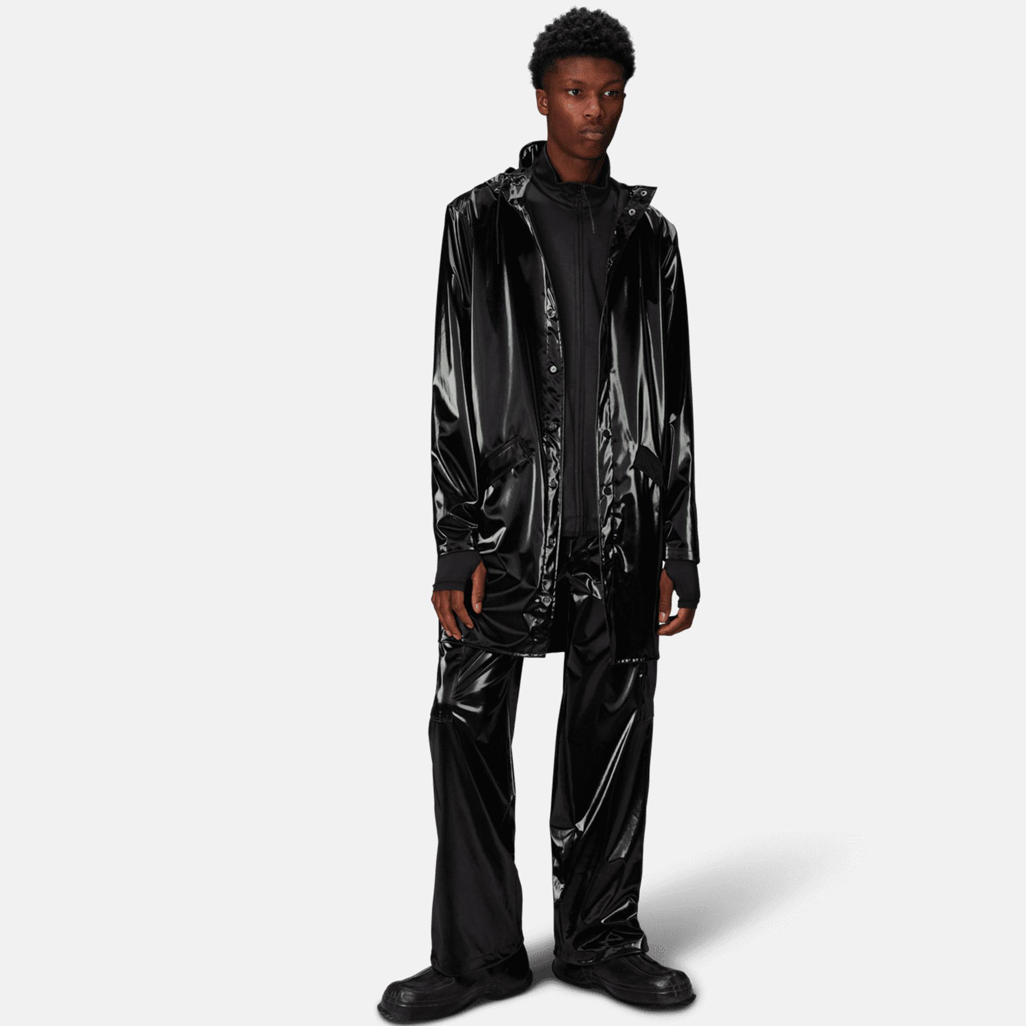 Rains Long Jacket W3 Unisex Siyah Yağmurluk