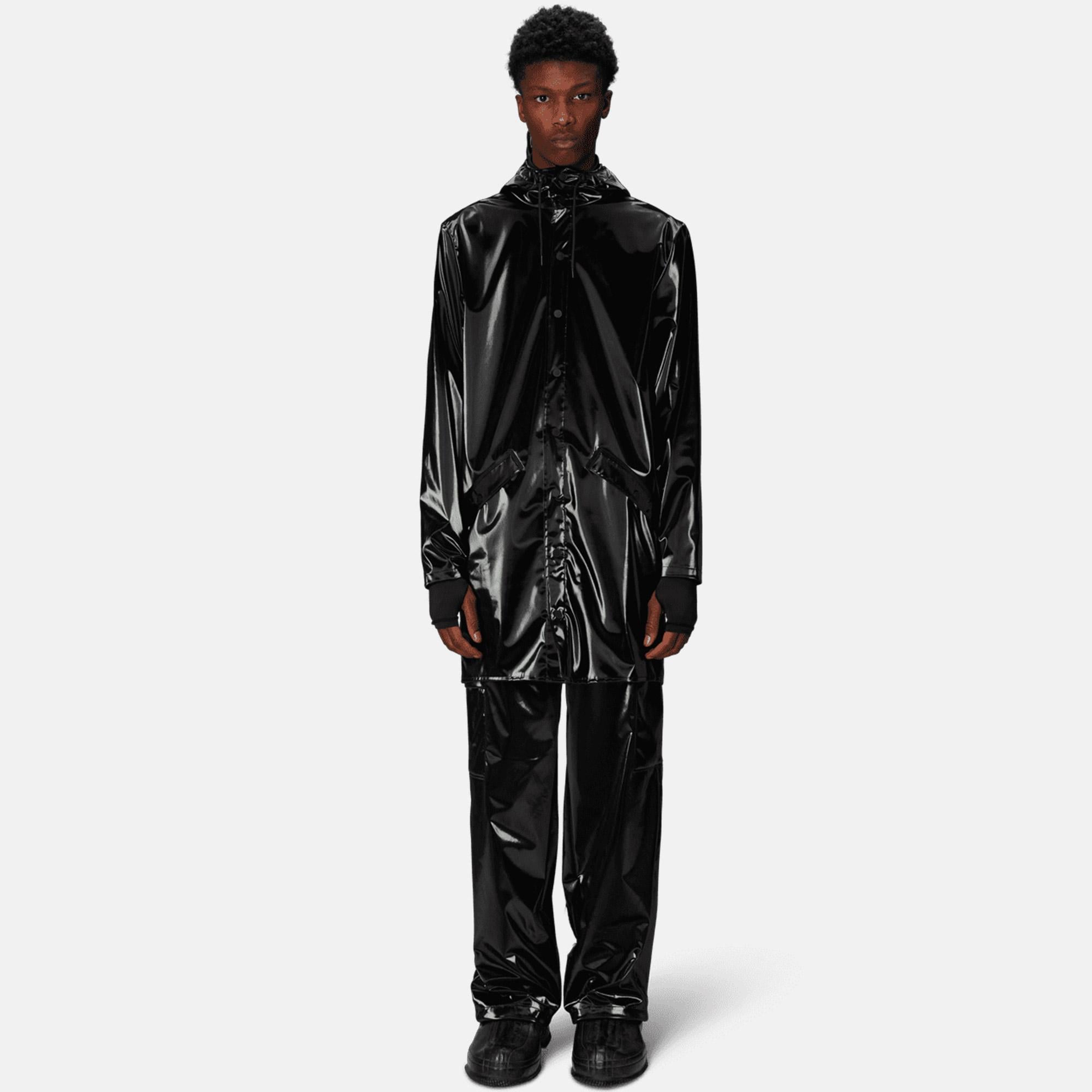 Rains Long Jacket W3 Unisex Siyah Yağmurluk