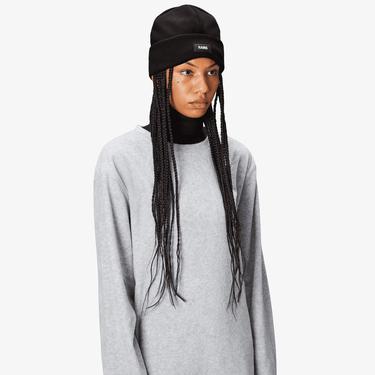  Rains Ribbed Fleece Beanie T1 Unisex Siyah Bere