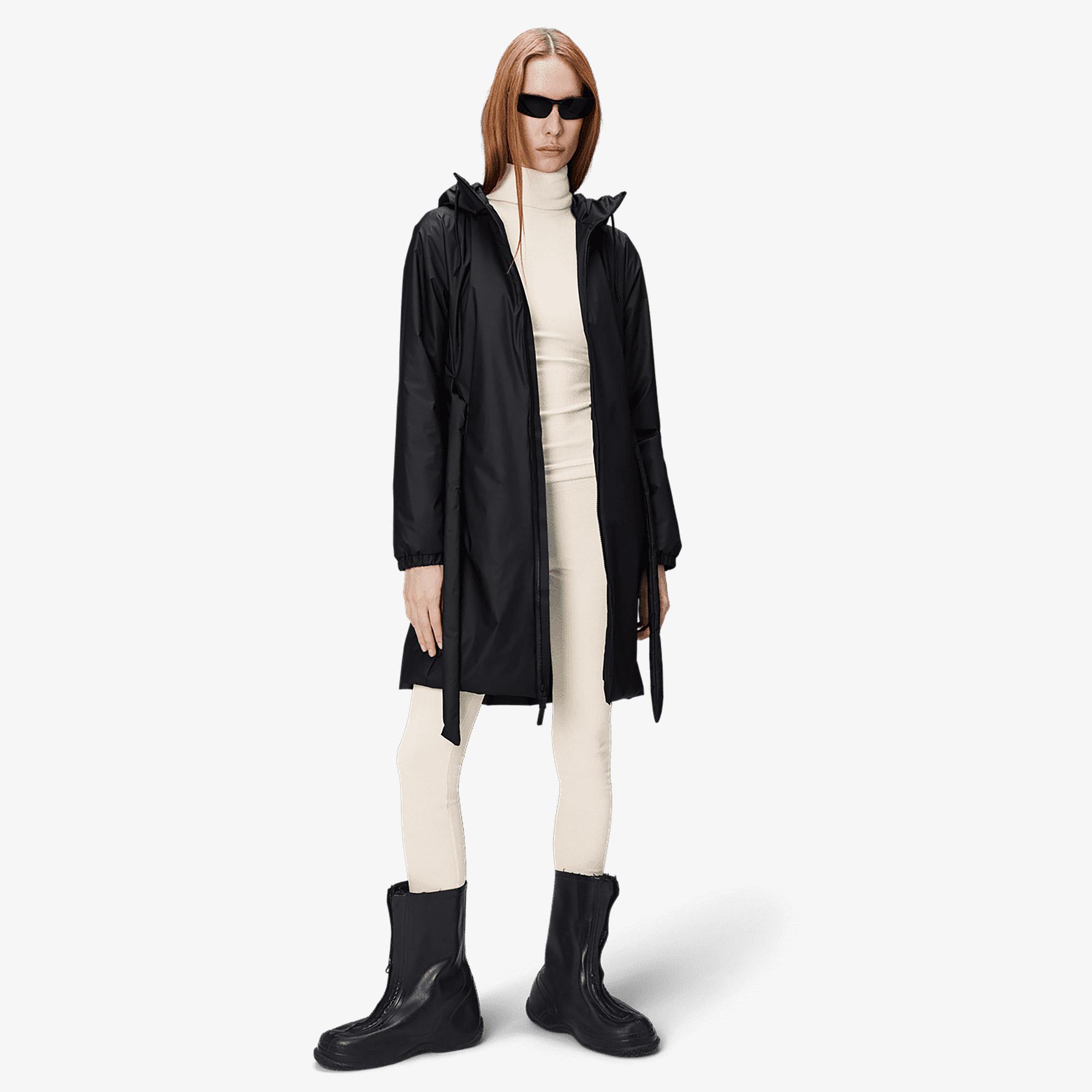 Rains Lohja Long Insulated Curve Unisex Siyah Yağmurluk