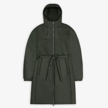  Rains Lohja Long Insulated Curve Jacket W3T2 Unisex Yeşil Yağmurluk