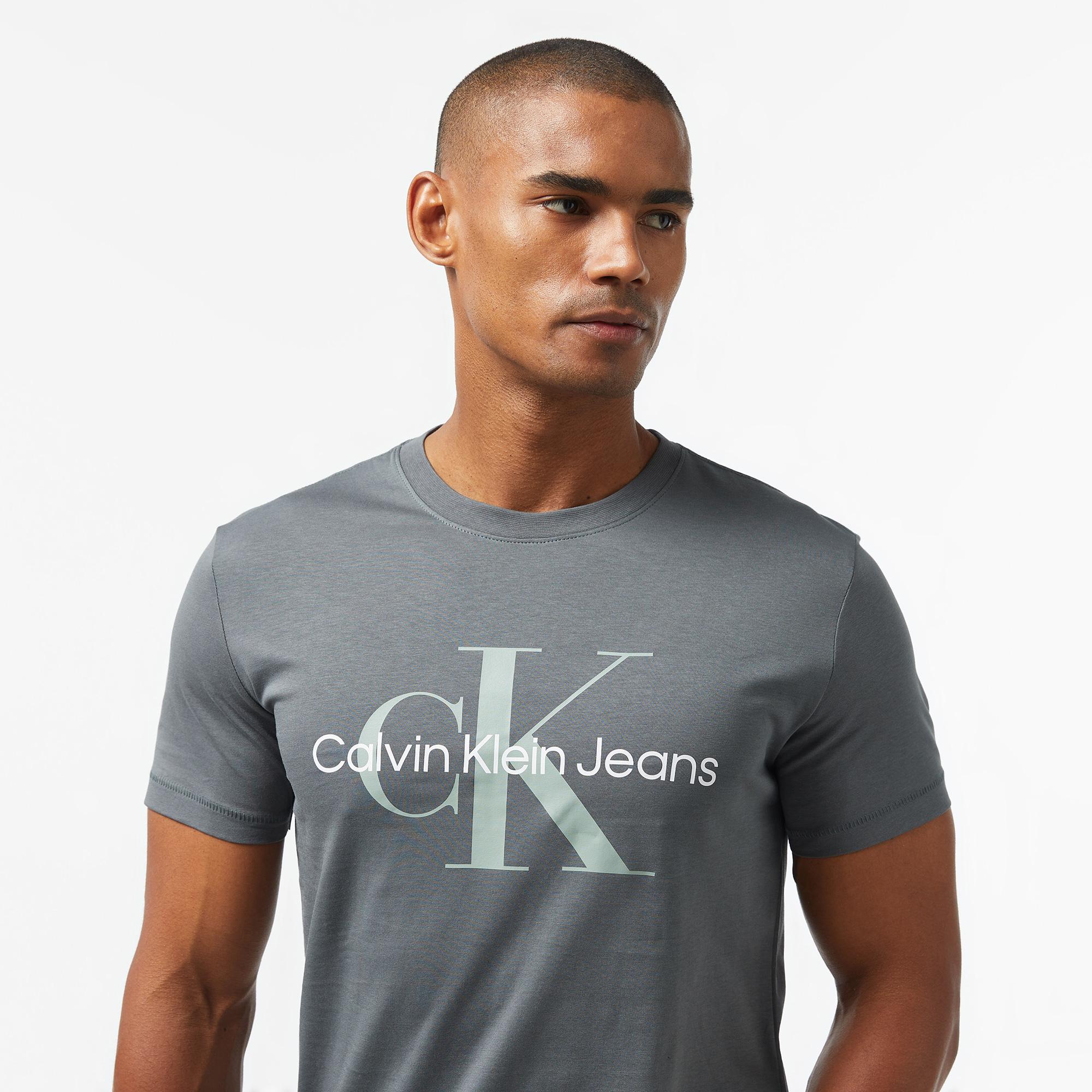 Calvin Klein Jeans Seasonal Monologo Erkek Gri T-Shirt