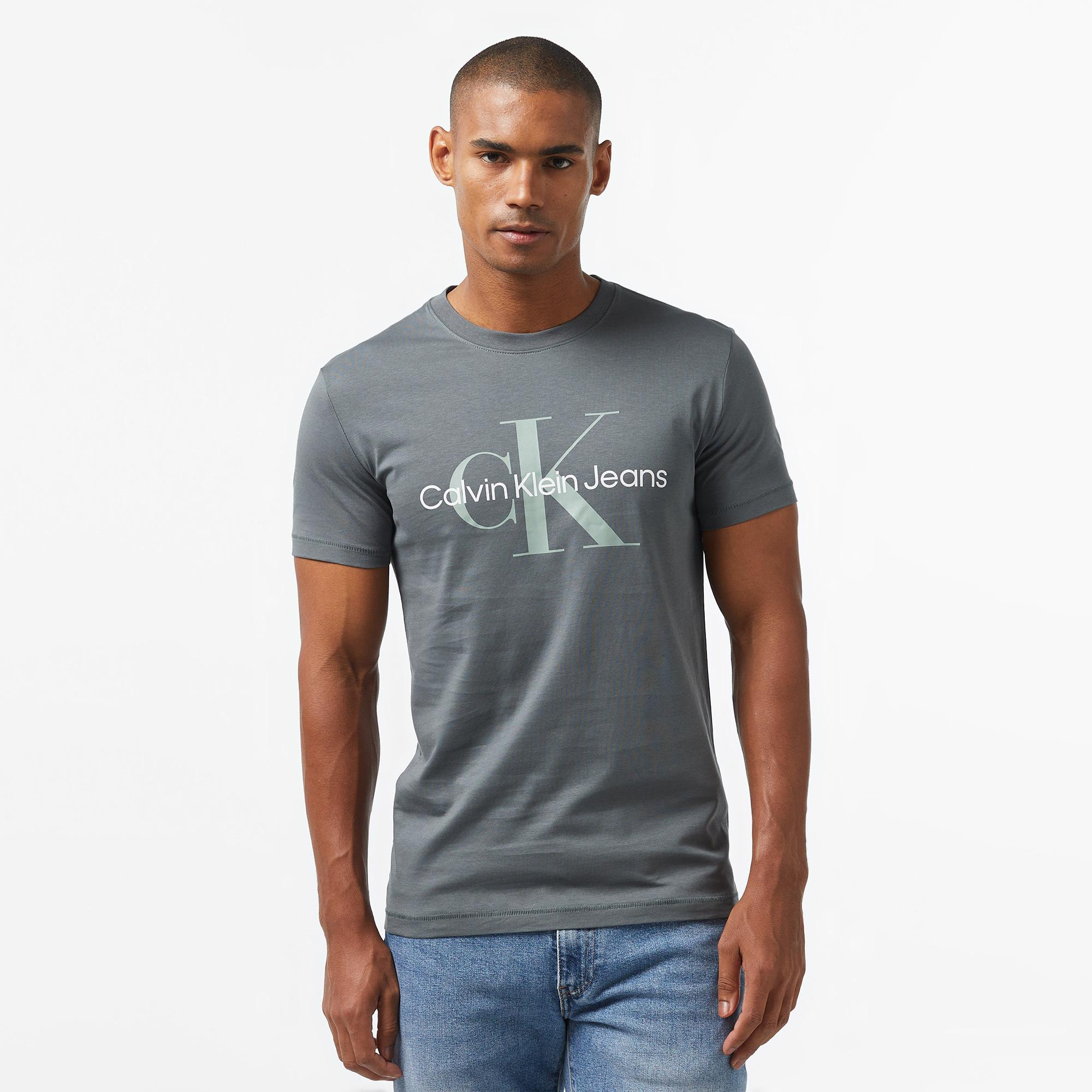 Calvin Klein Jeans Seasonal Monologo Erkek Gri T-Shirt