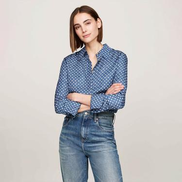  Tommy Hilfiger Kadın Mavi Gömlek