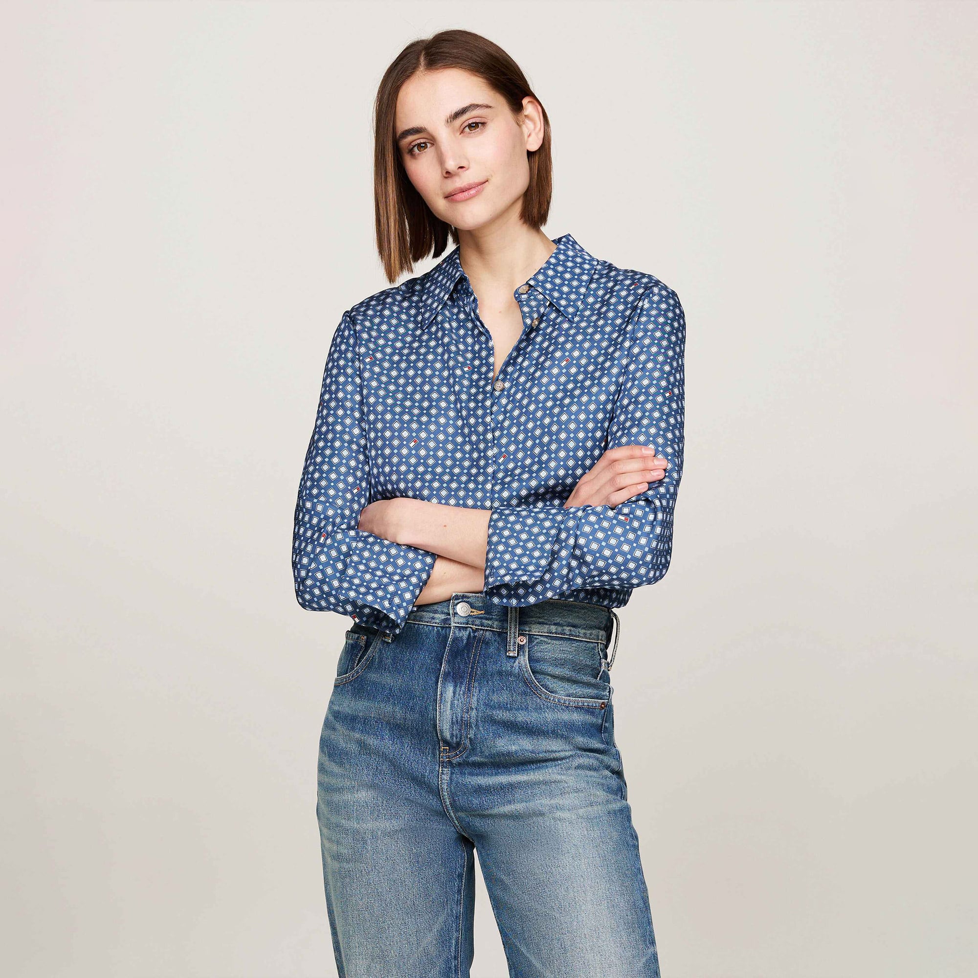  Tommy Hilfiger Kadın Mavi Gömlek