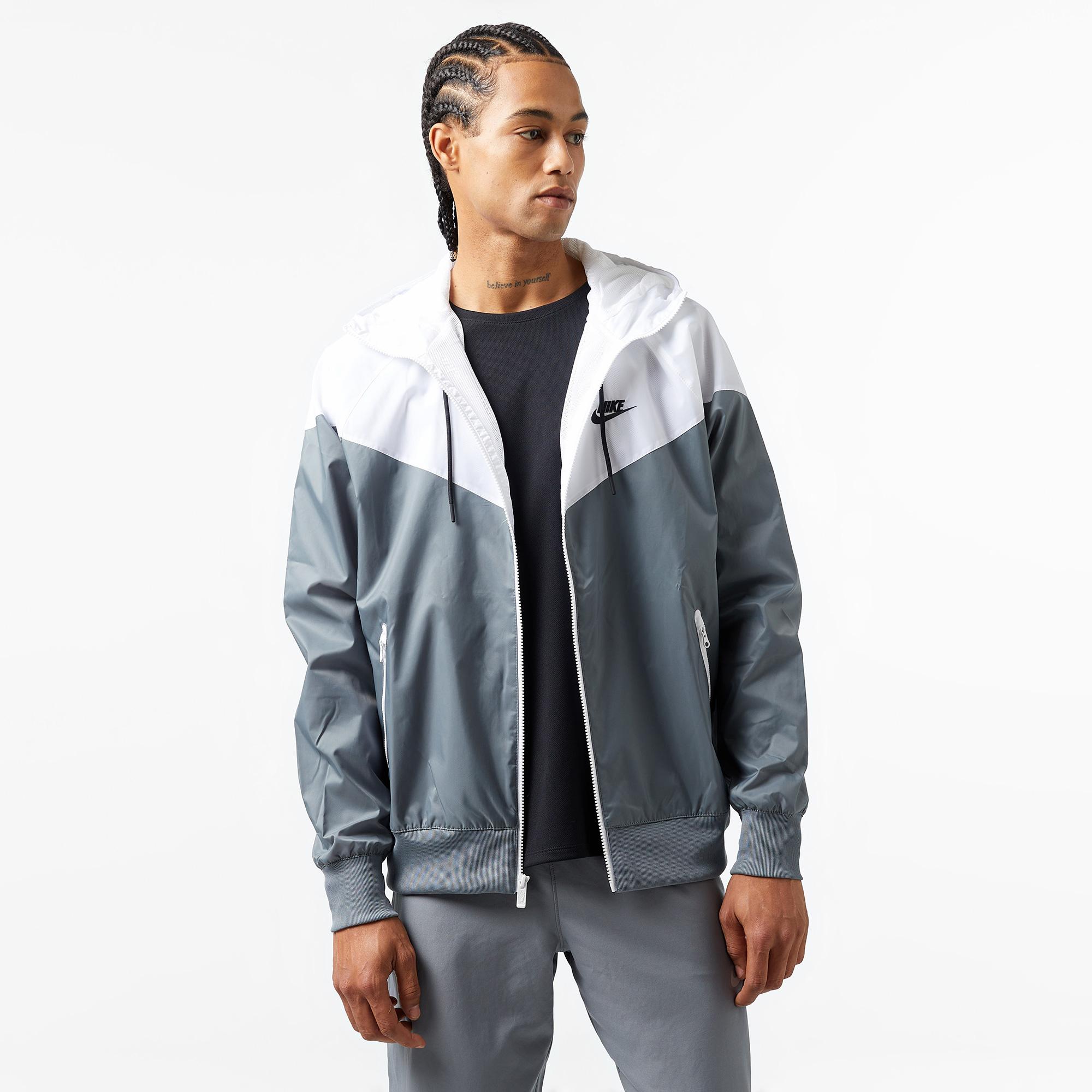 Nike Sportswear Windrunner Riversible Hooded Erkek Gri-Beyaz Kapüşonlu Ceket