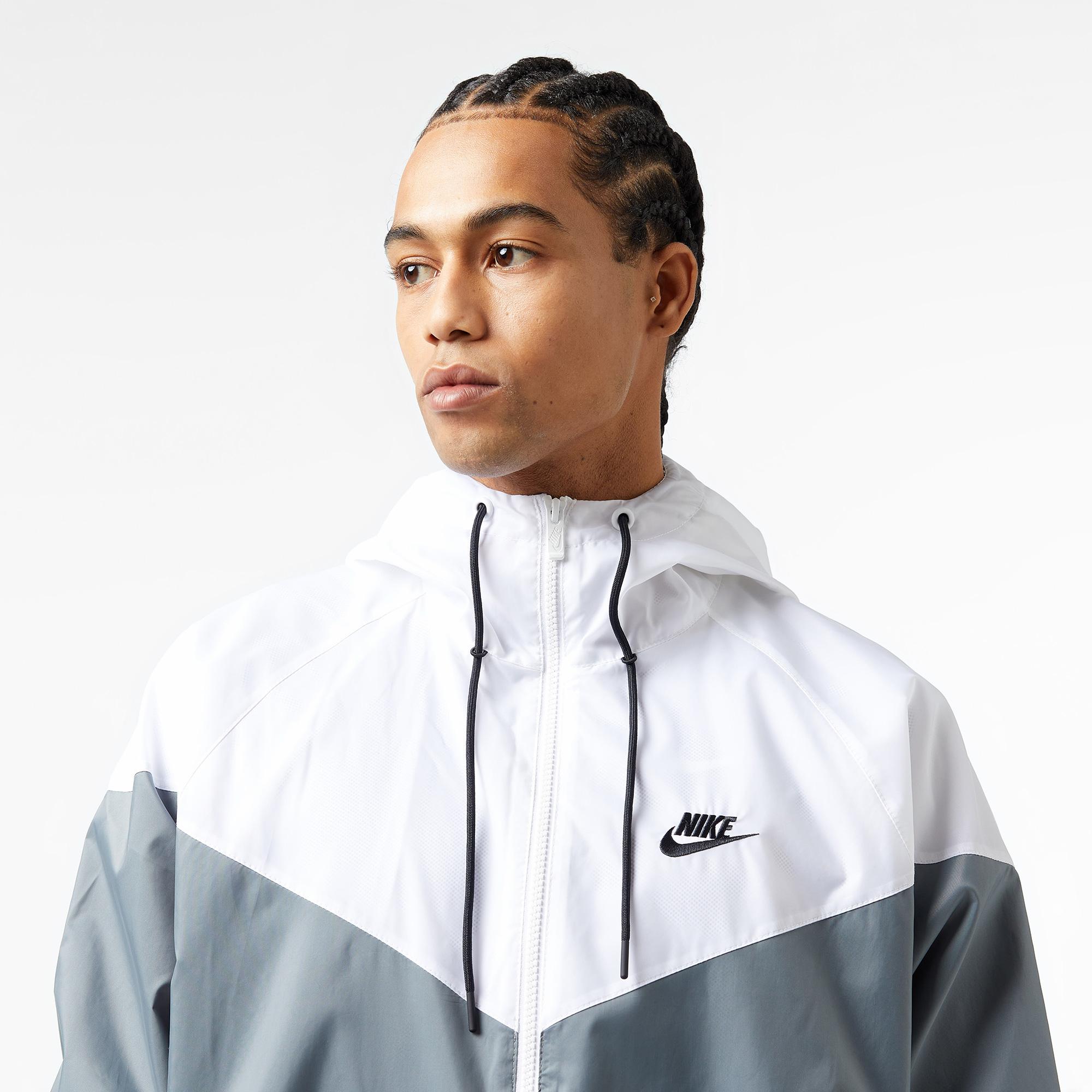 Nike Sportswear Windrunner Riversible Hooded Erkek Gri-Beyaz Kapüşonlu Ceket