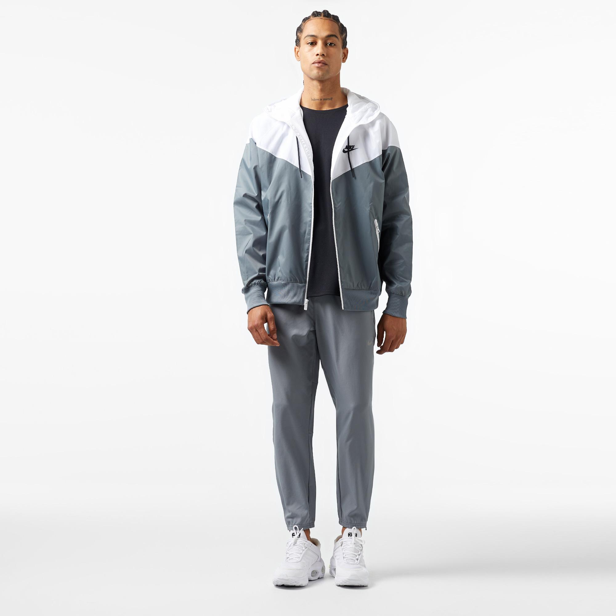 Nike Sportswear Windrunner Riversible Hooded Erkek Gri-Beyaz Kapüşonlu Ceket