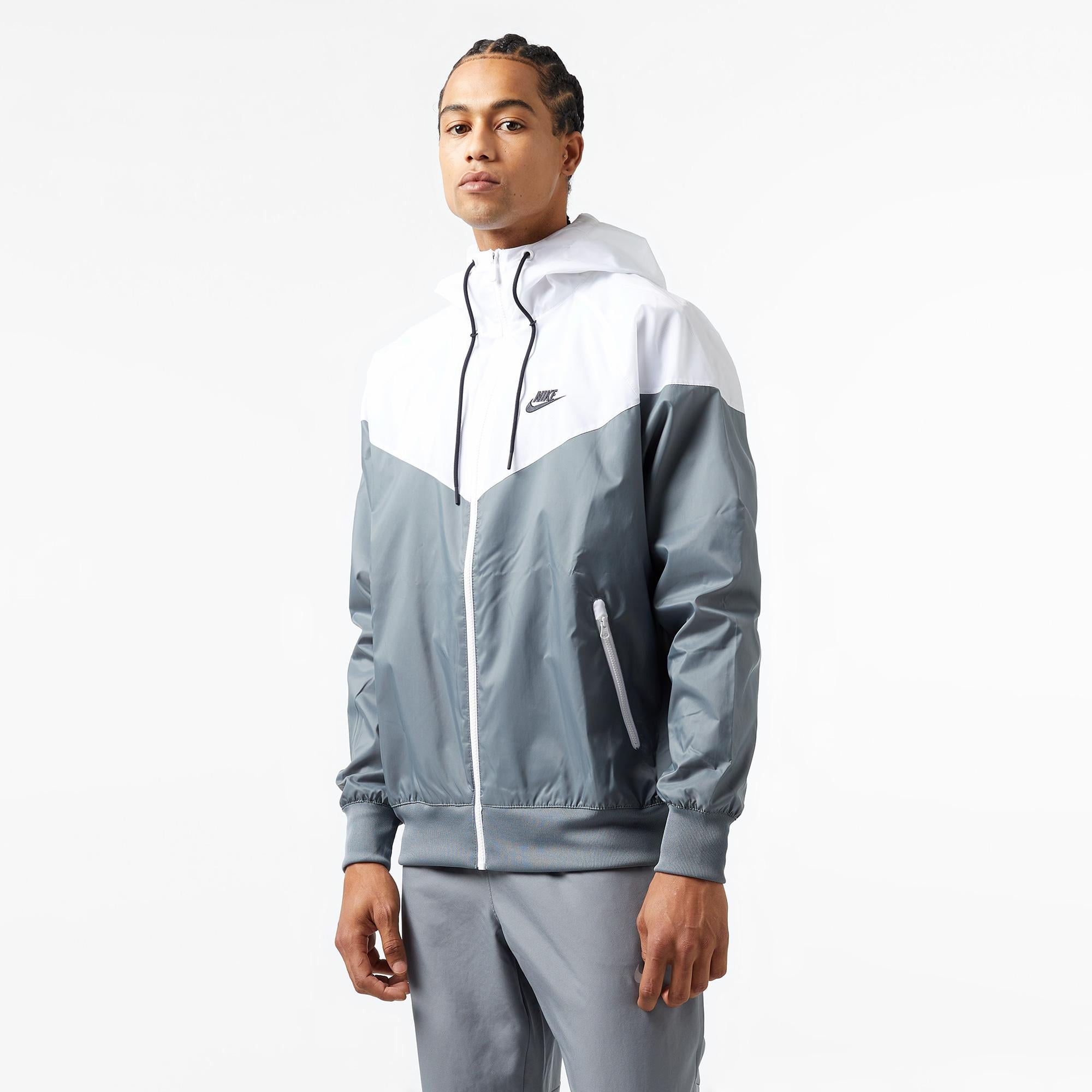 Nike Sportswear Windrunner Riversible Hooded Erkek Gri-Beyaz Kapüşonlu Ceket
