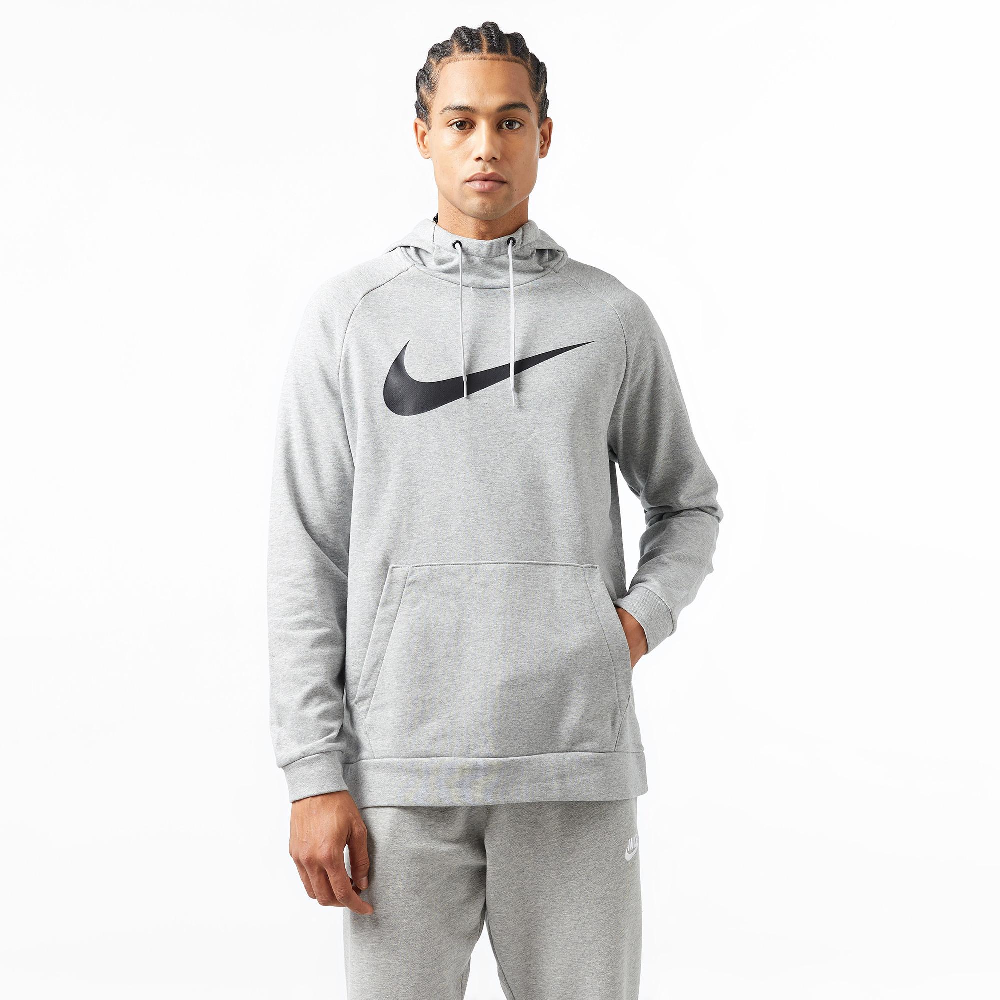 Nike Dri-Fit Swoosh Erkek Gri Kapüşonlu Sweatshirt