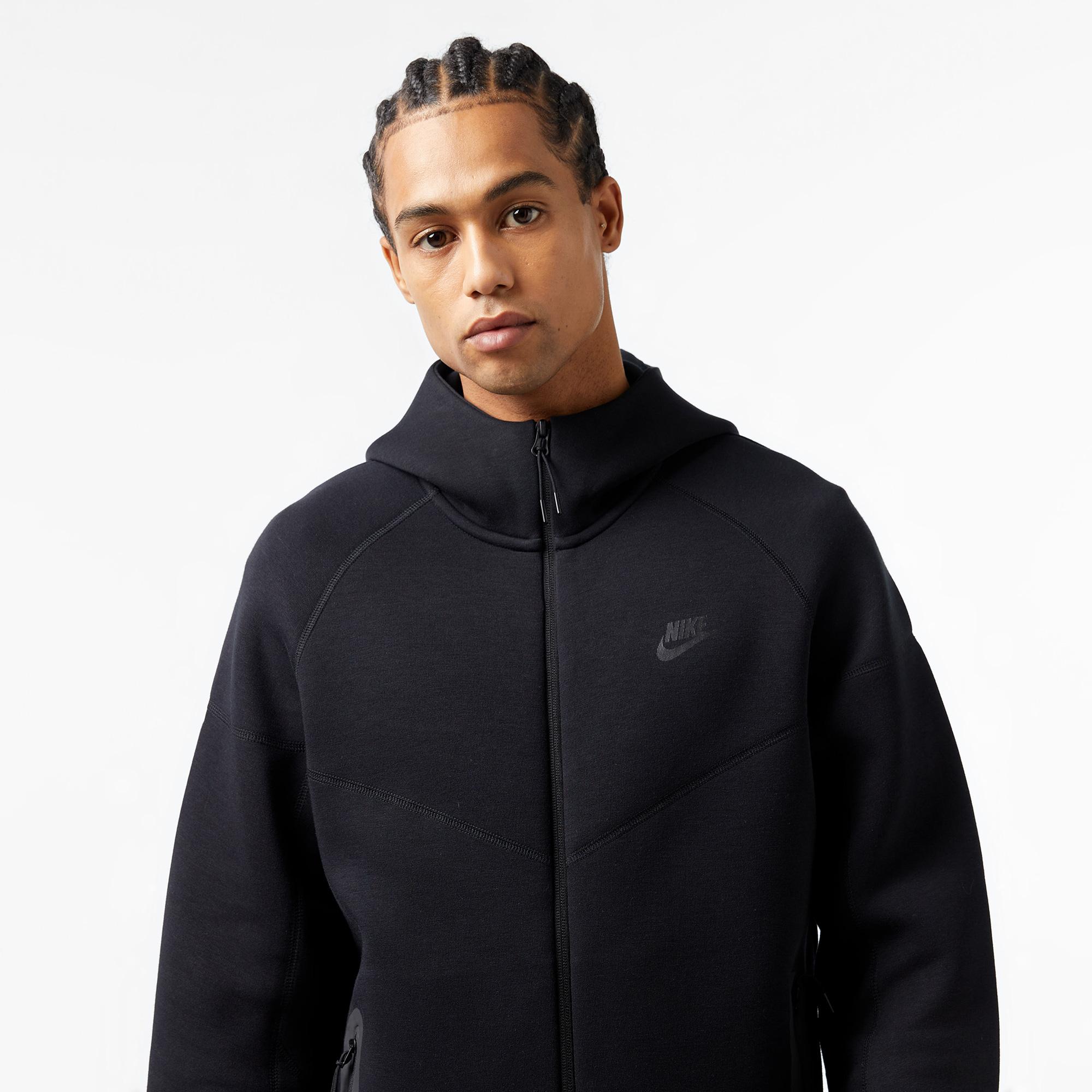 Nike Tech Fleece Full Zip Windrunner Hoodie Erkek Siyah Sweatshirt