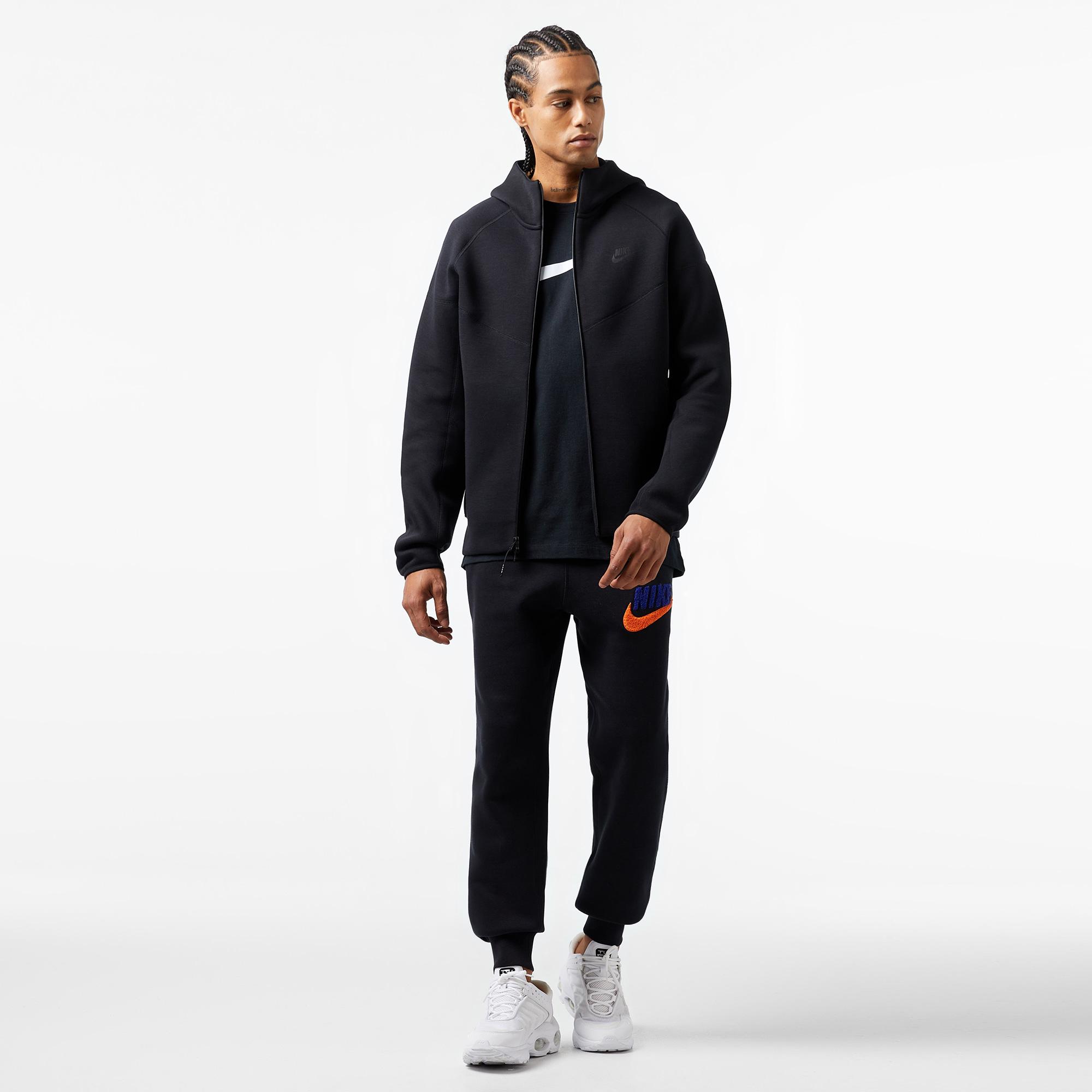 Nike Tech Fleece Full Zip Windrunner Hoodie Erkek Siyah Sweatshirt