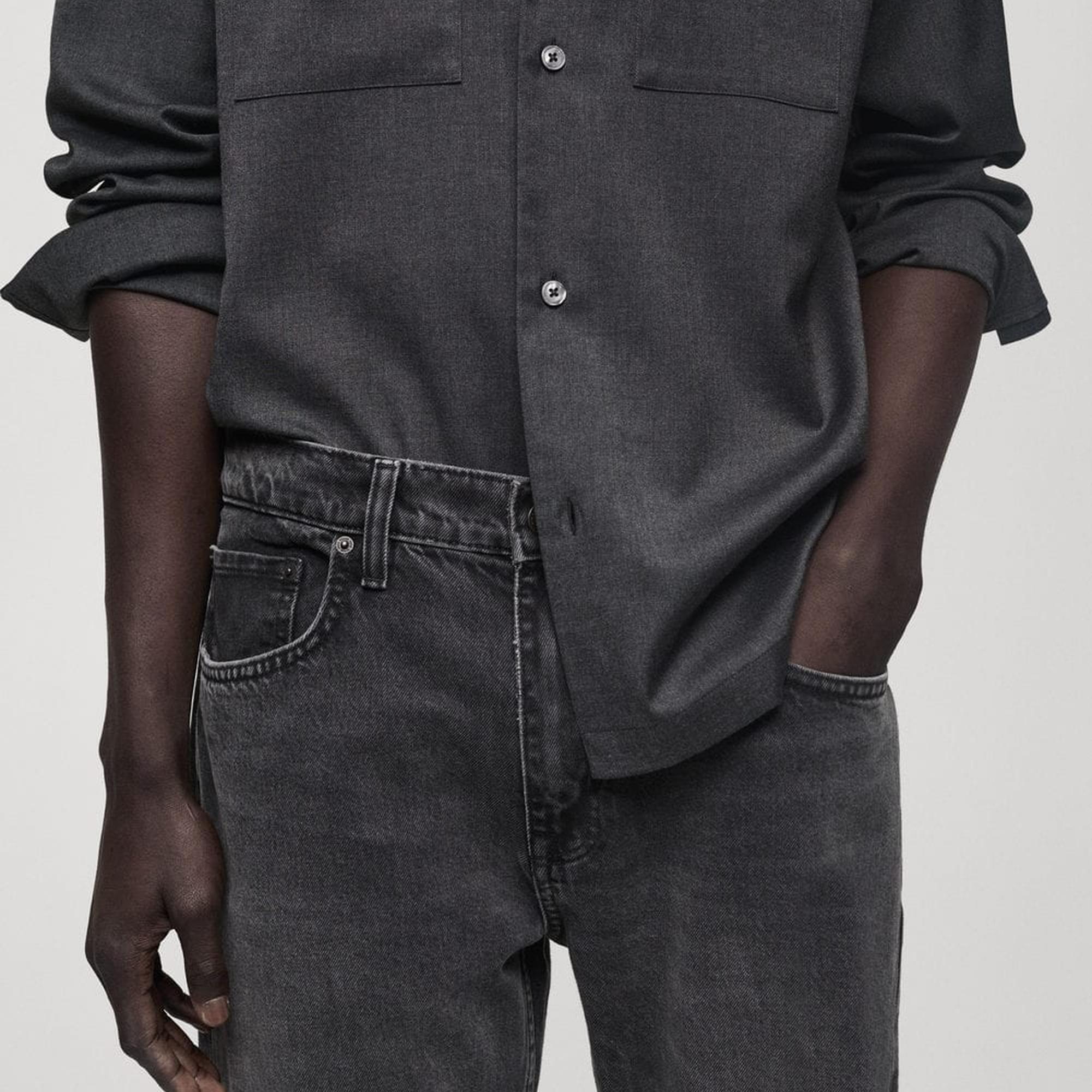 Mango Erkek Koyu Gri Düz Kesim Jean Gri