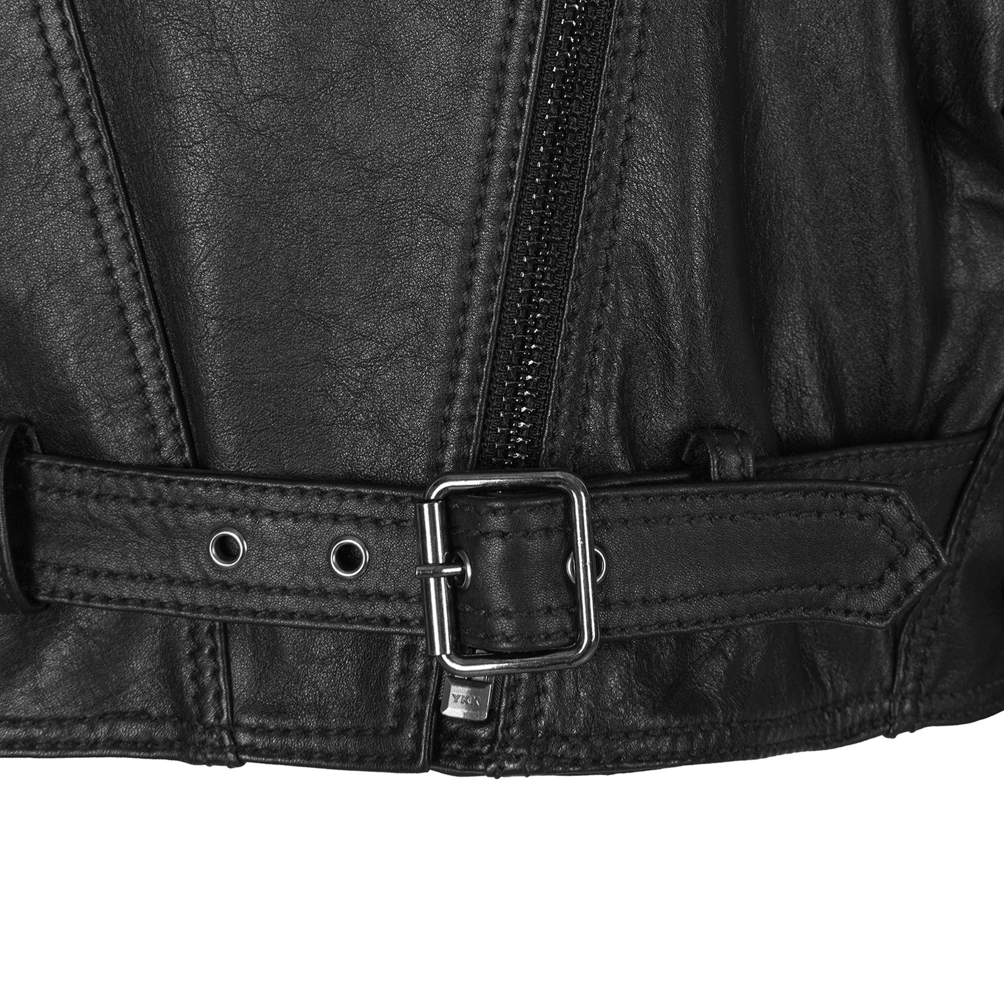 Allayna Siyah Kadın Deri Biker Ceket