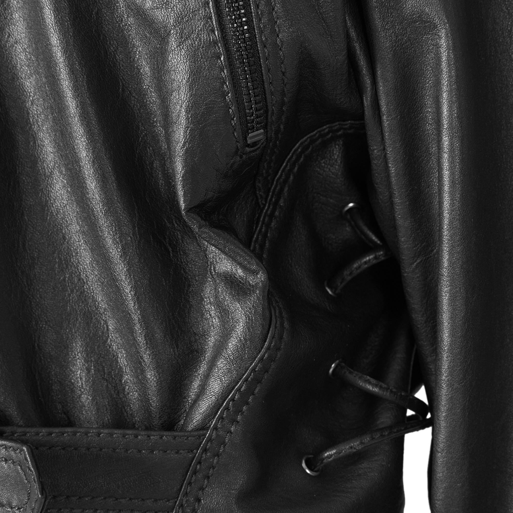 Allayna Siyah Kadın Deri Biker Ceket