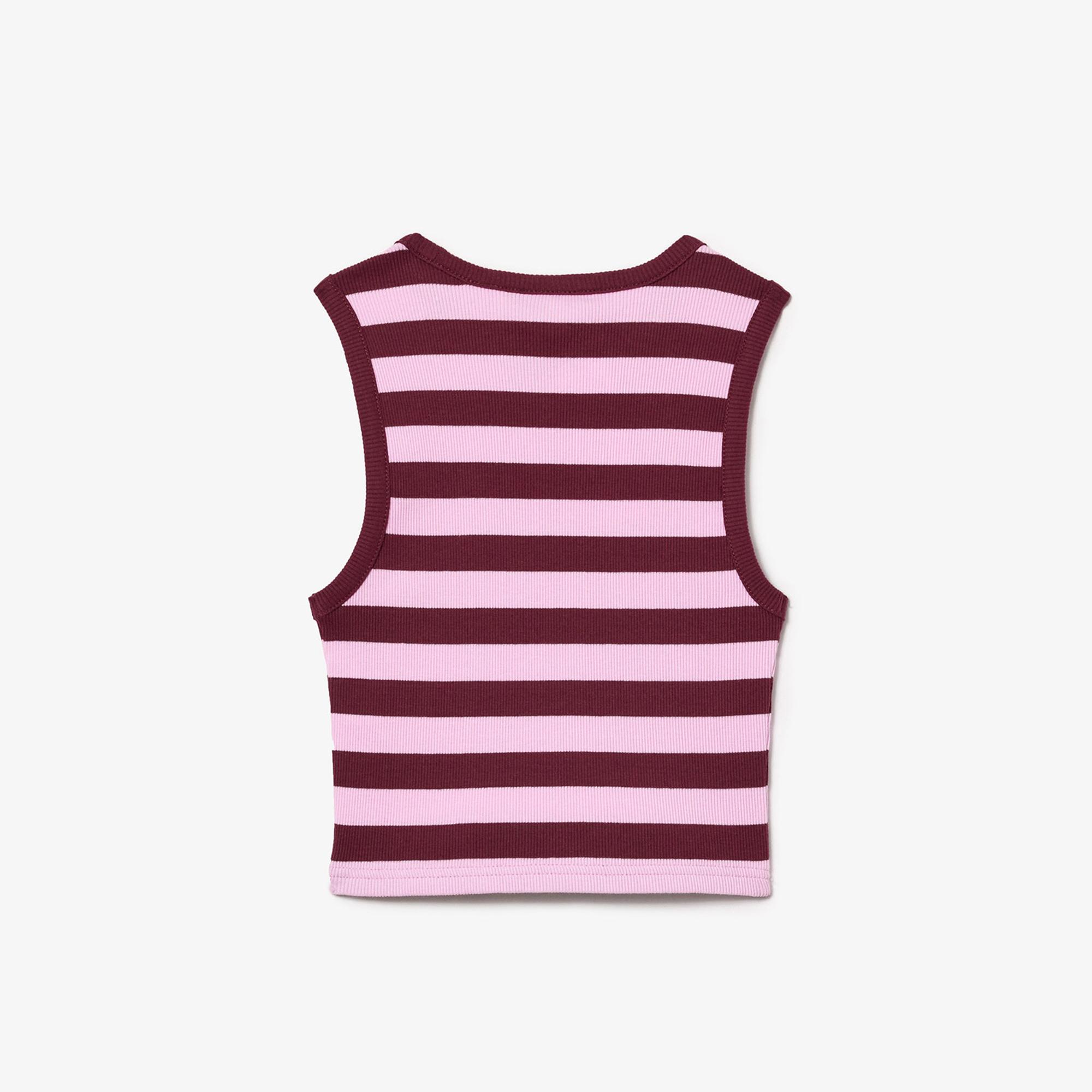 Çocuk Kolsuz Bisiklet Yaka Çizgili Pembe T-Shirt